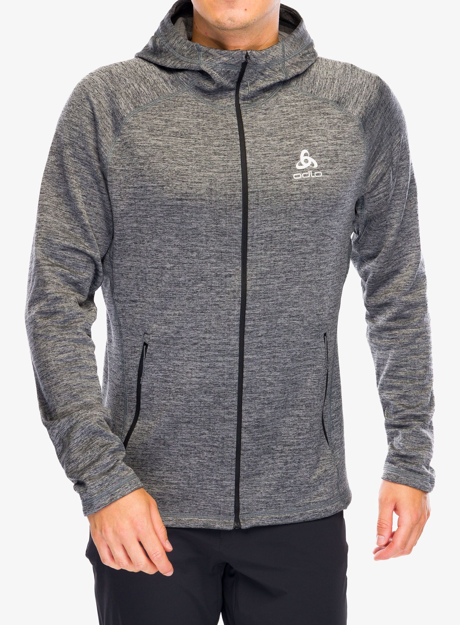 Jopica s kapuco Odlo Tencia Mid Layer Hoody Full Zip - dark grey melange