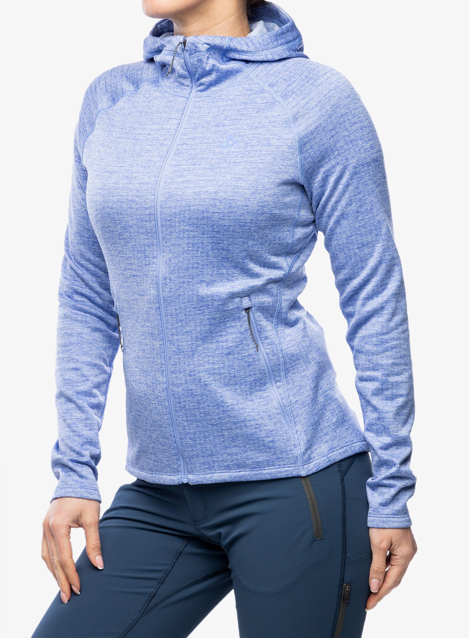 Ženska jopica Odlo Tencia Mid Layer Hoody Full Zip - persian jewel melange