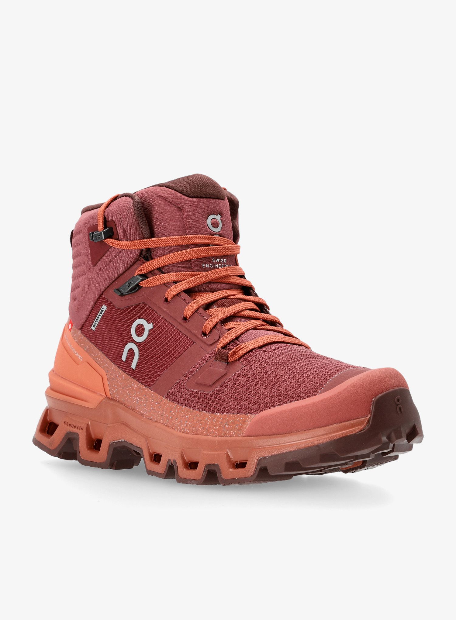 Ženski pohodniški čevlji On Cloudrock 2 Waterproof - beet/auburn