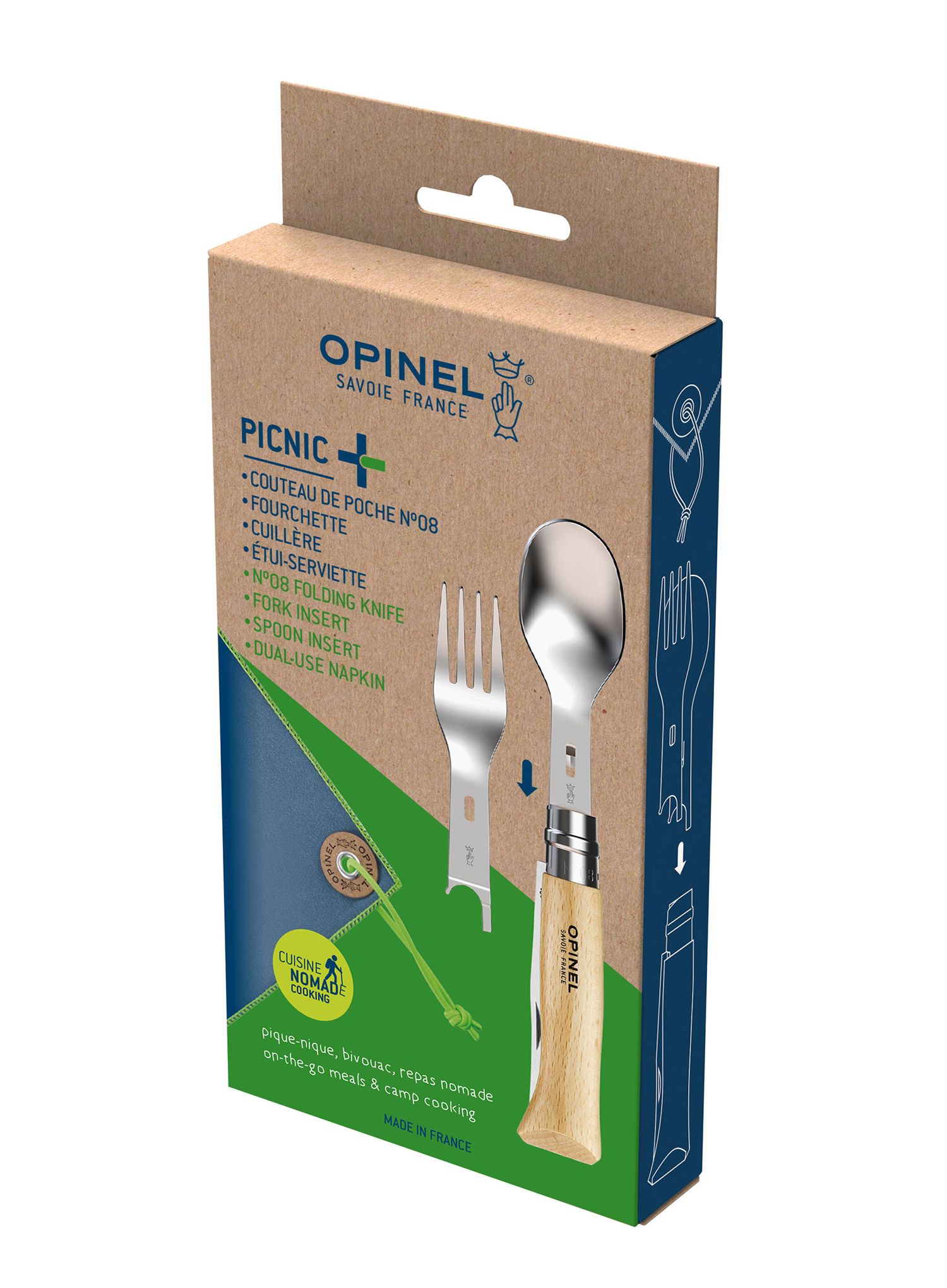 Pohodniški komplet Opinel Nomad Picnic Plus + N°08 Knife