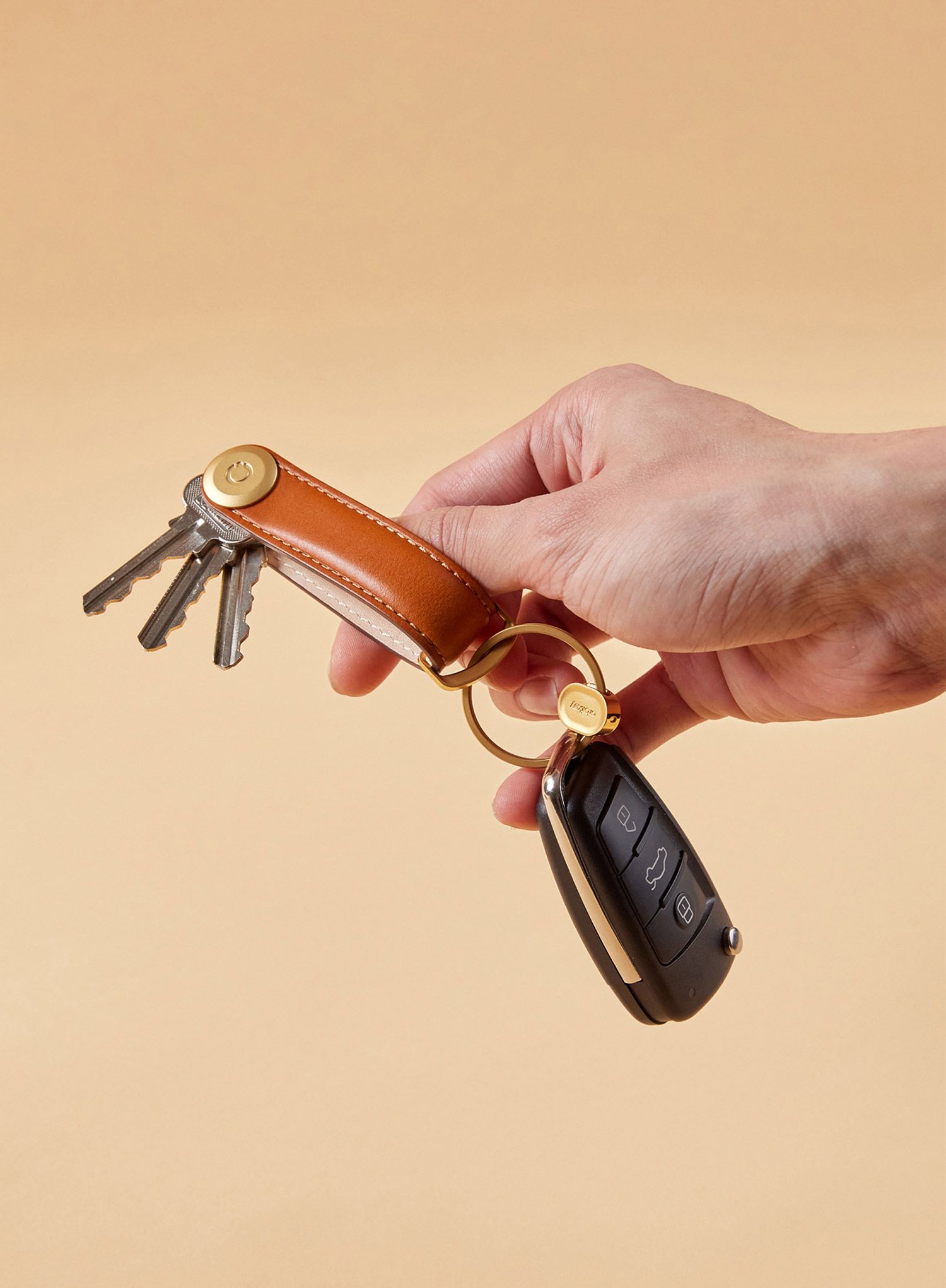 Obesek Orbitkey Leather Key+Ring V2 - cognac/tan