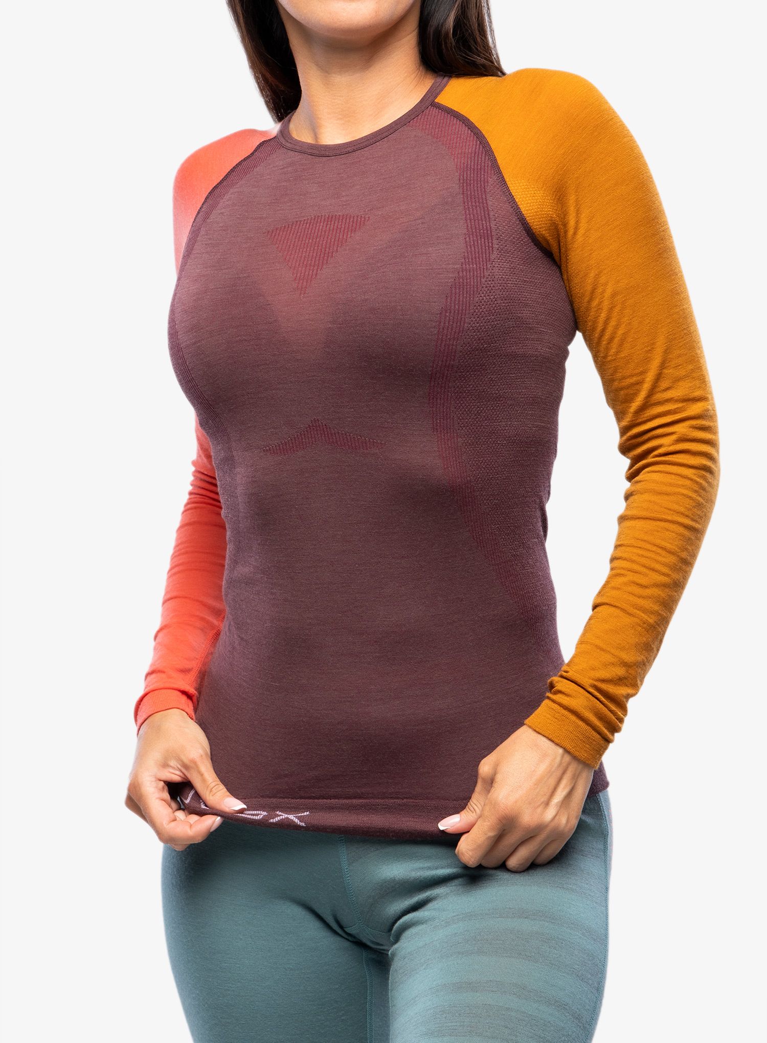 Ženska termo flis jopa Ortovox 120 Comp Light Long Sleeve - winetasting