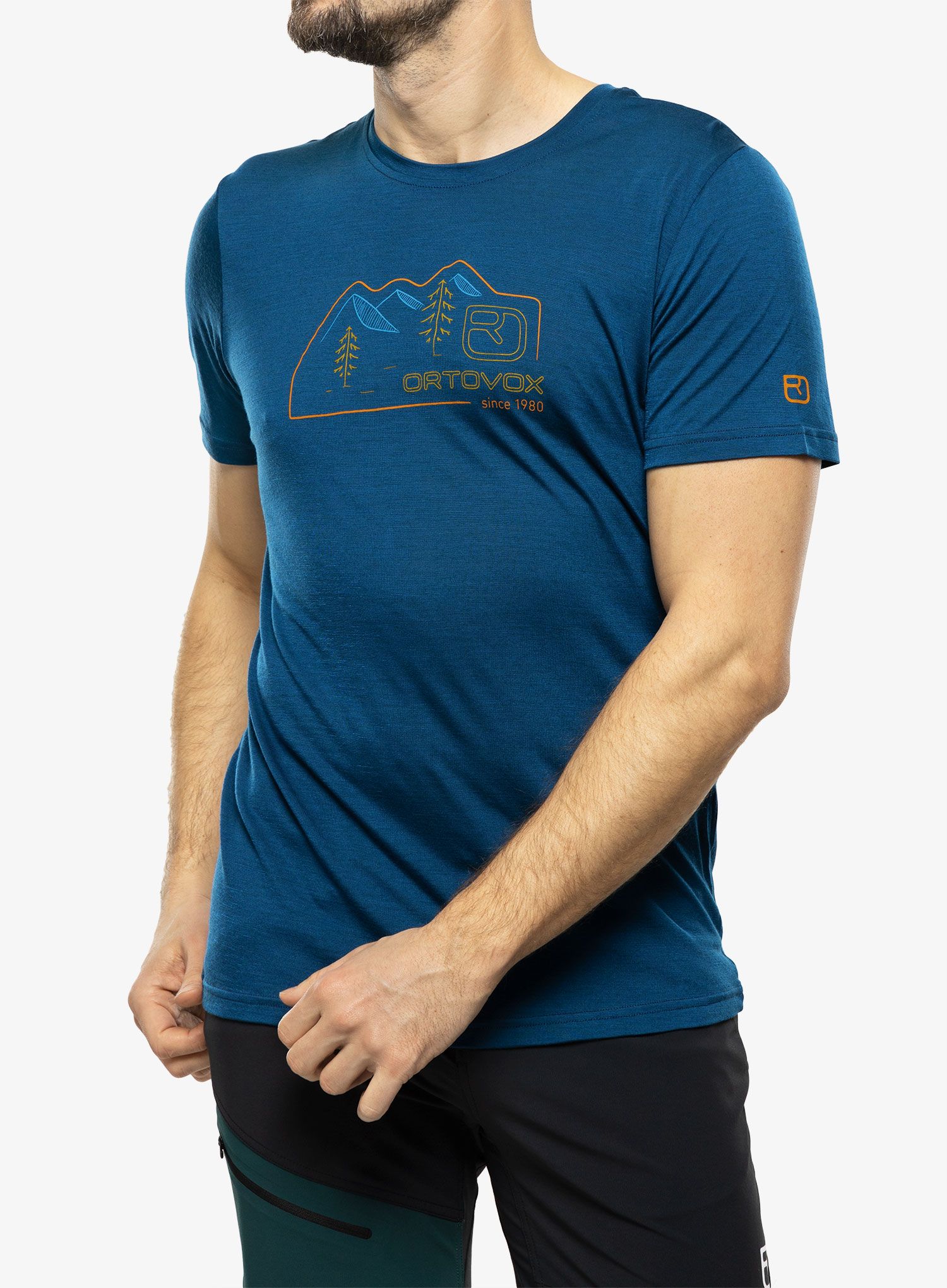 Merino majica Ortovox 140 Cool Vintage Badge TS - petrol blue
