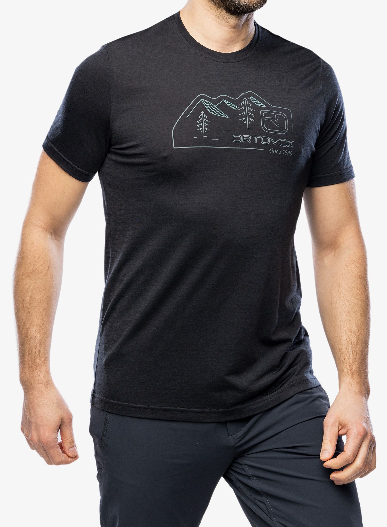 Merino majica Ortovox 150 Cool Vintage Badge TS - black raven