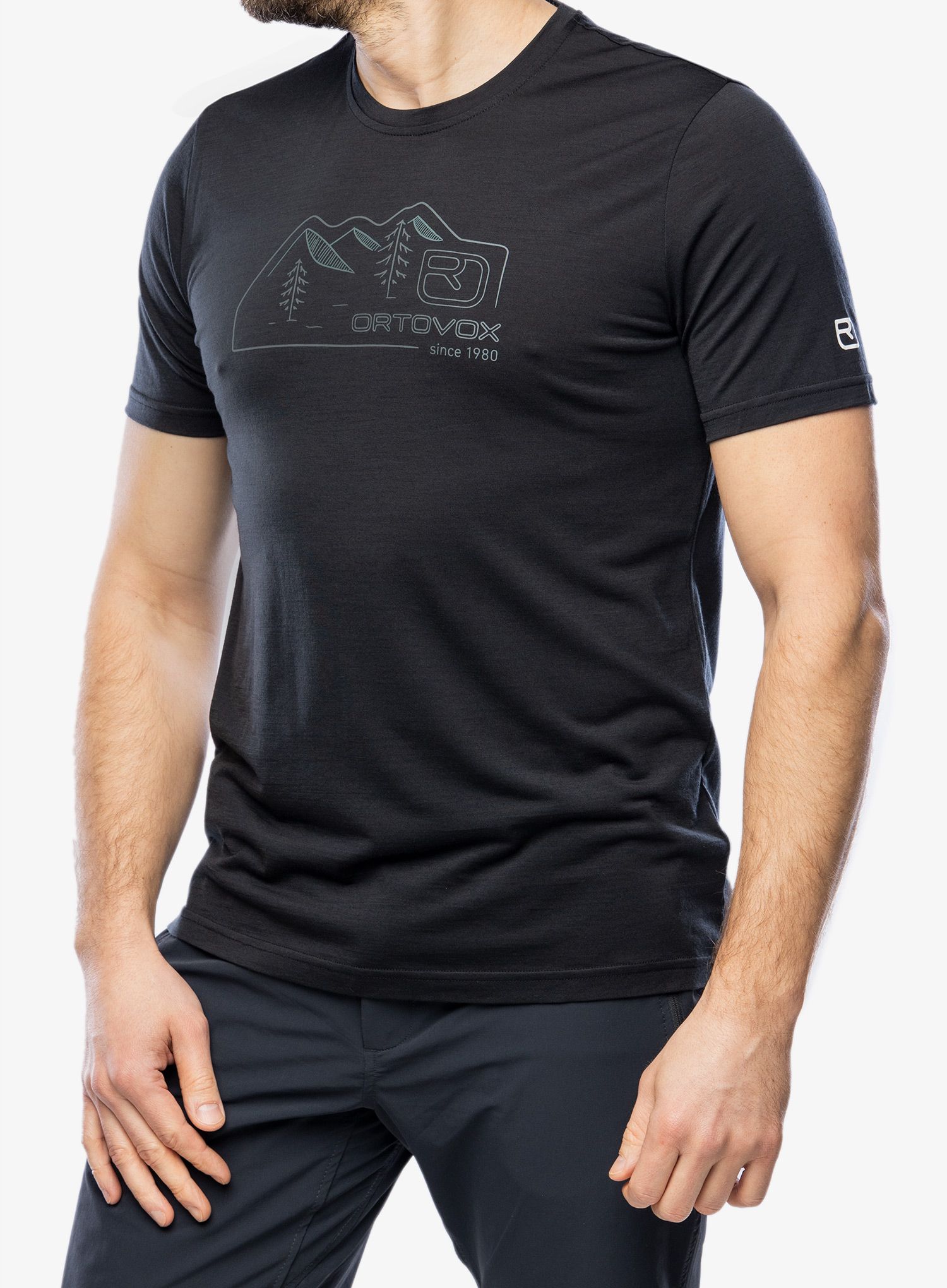 Merino majica Ortovox 150 Cool Vintage Badge TS - black raven