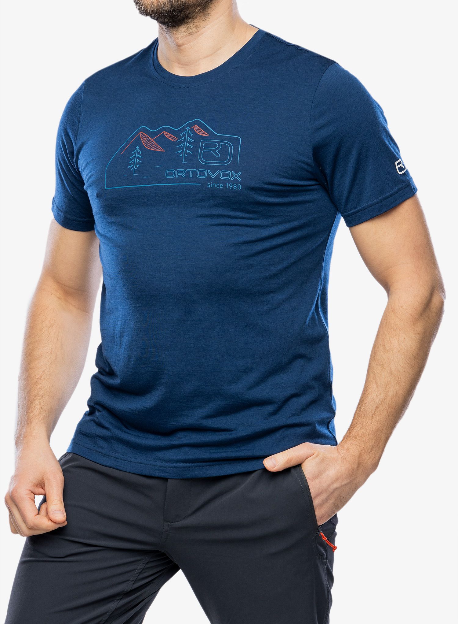 Merino majica Ortovox 150 Cool Vintage Badge TS - deep ocean