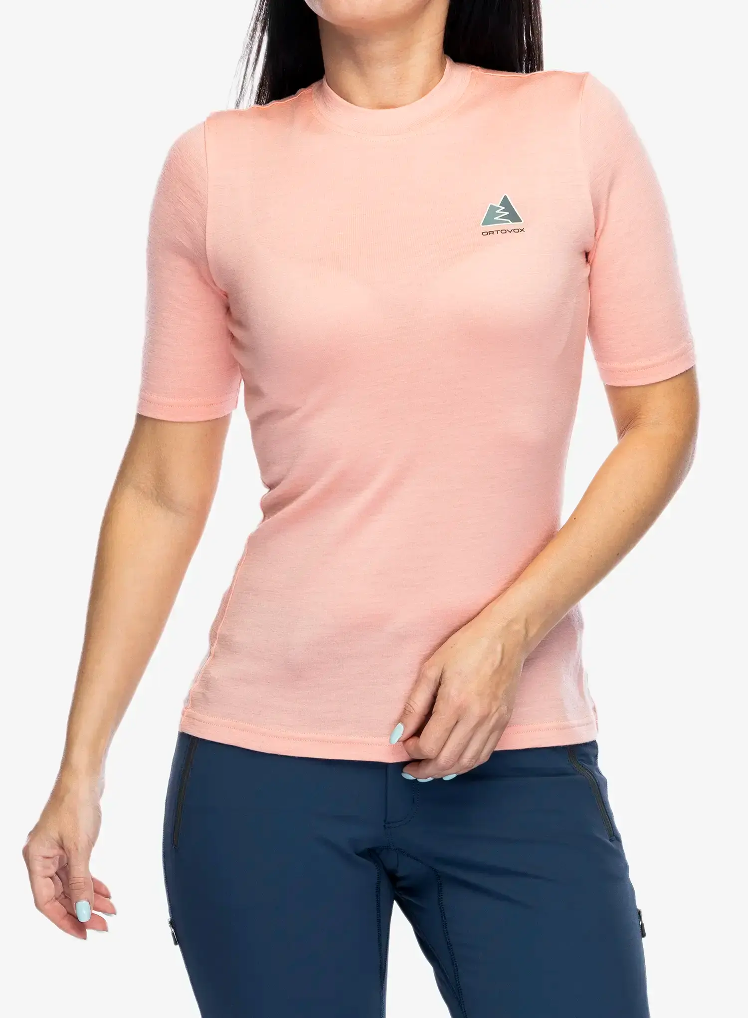 Ženska merino majica Ortovox 185 Merino Mountain Hug TS - bloom