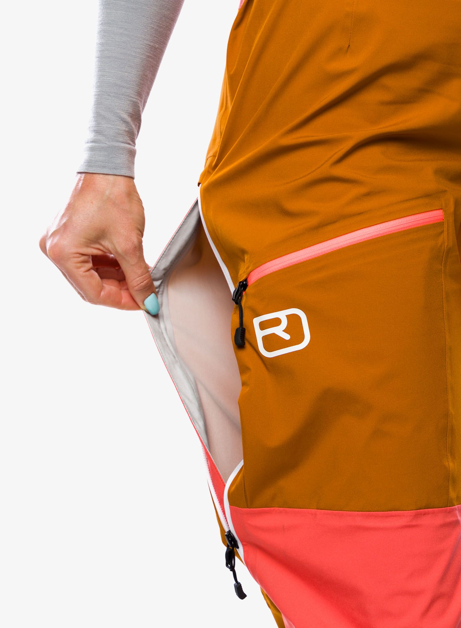 Ženske hlače za turno smučanje Ortovox 3L Ortler Pants - coral