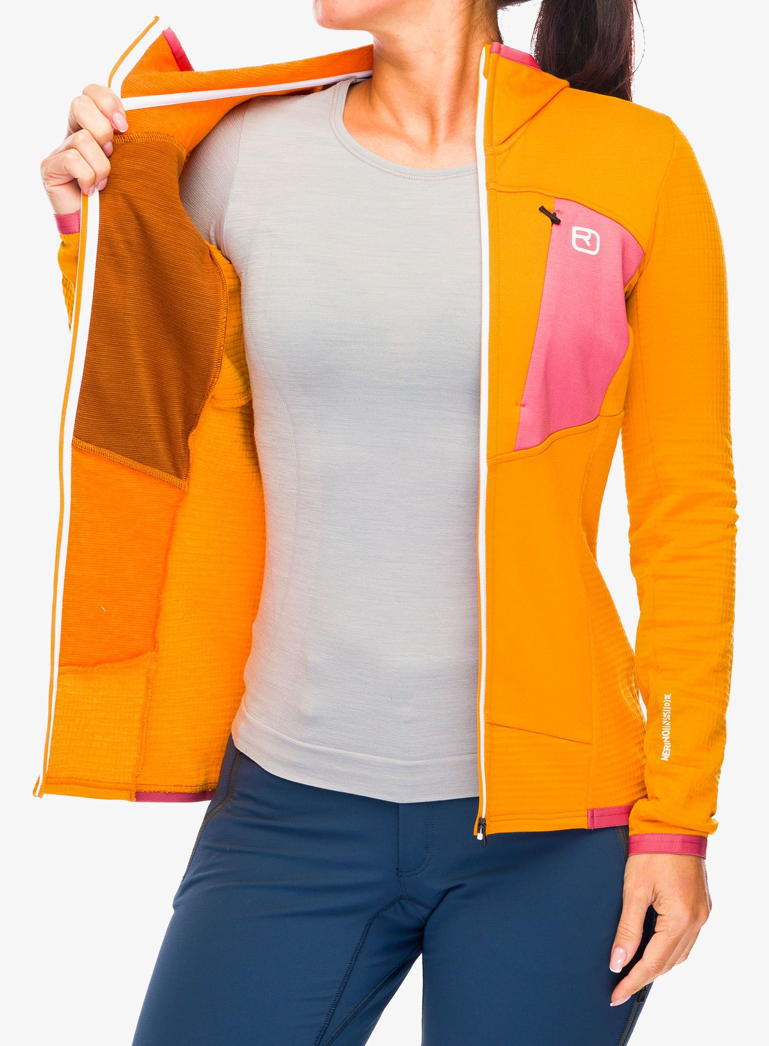 Ženska jopica Ortovox Fleece Grid Hoody - autumn leaves