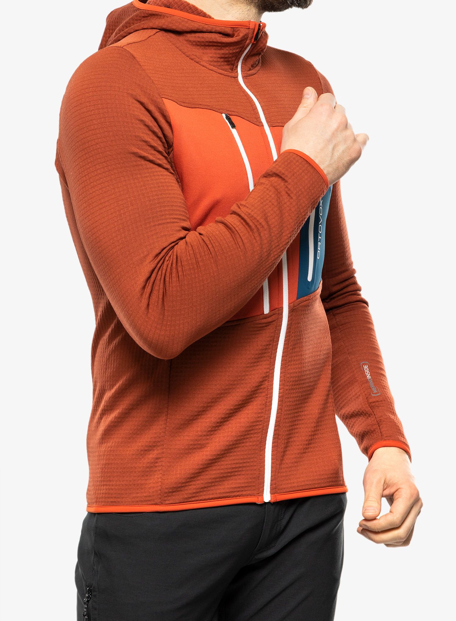Moška jopica Ortovox Fleece Grid Hoody - clay orange
