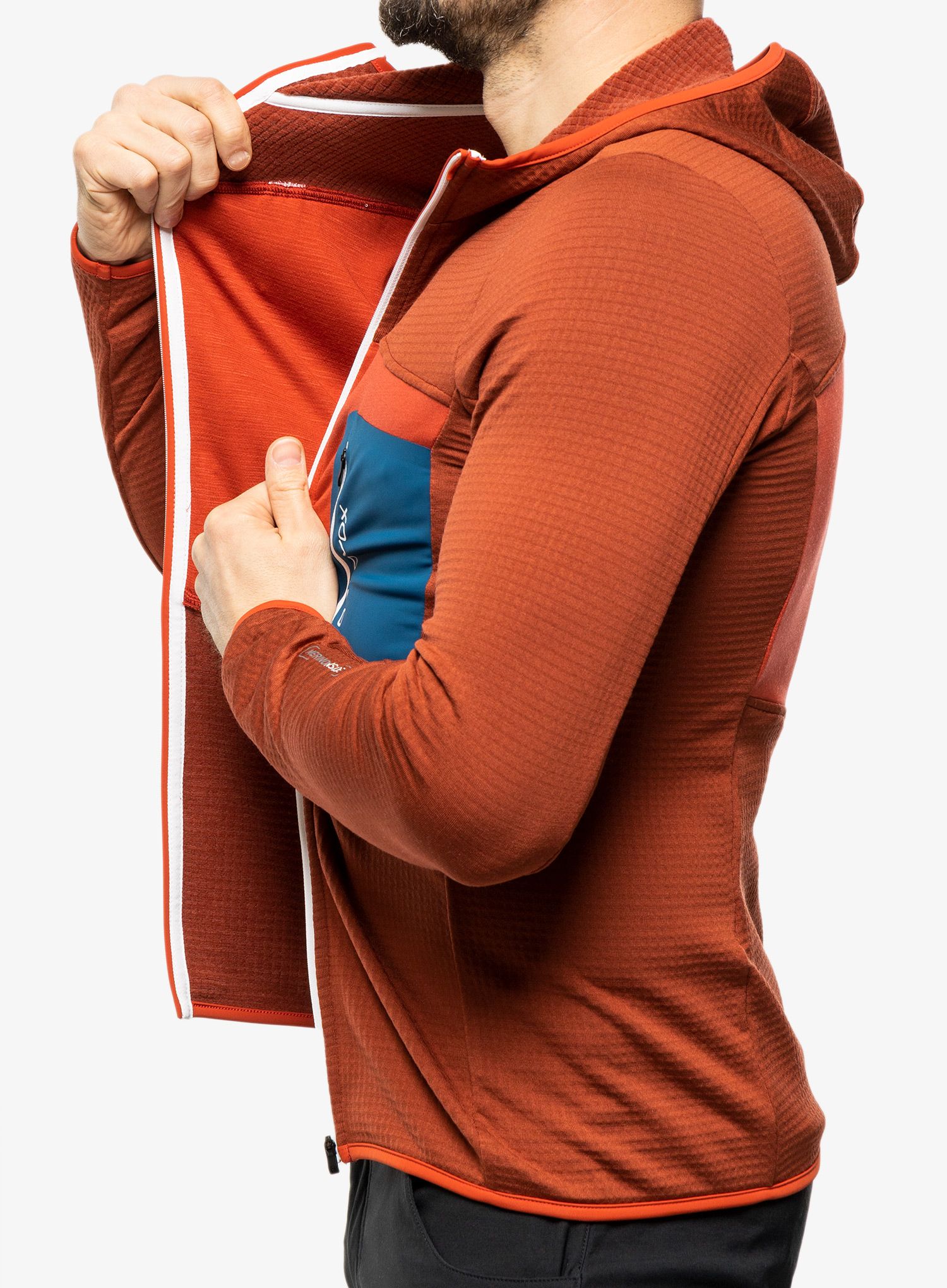 Moška jopica Ortovox Fleece Grid Hoody - clay orange