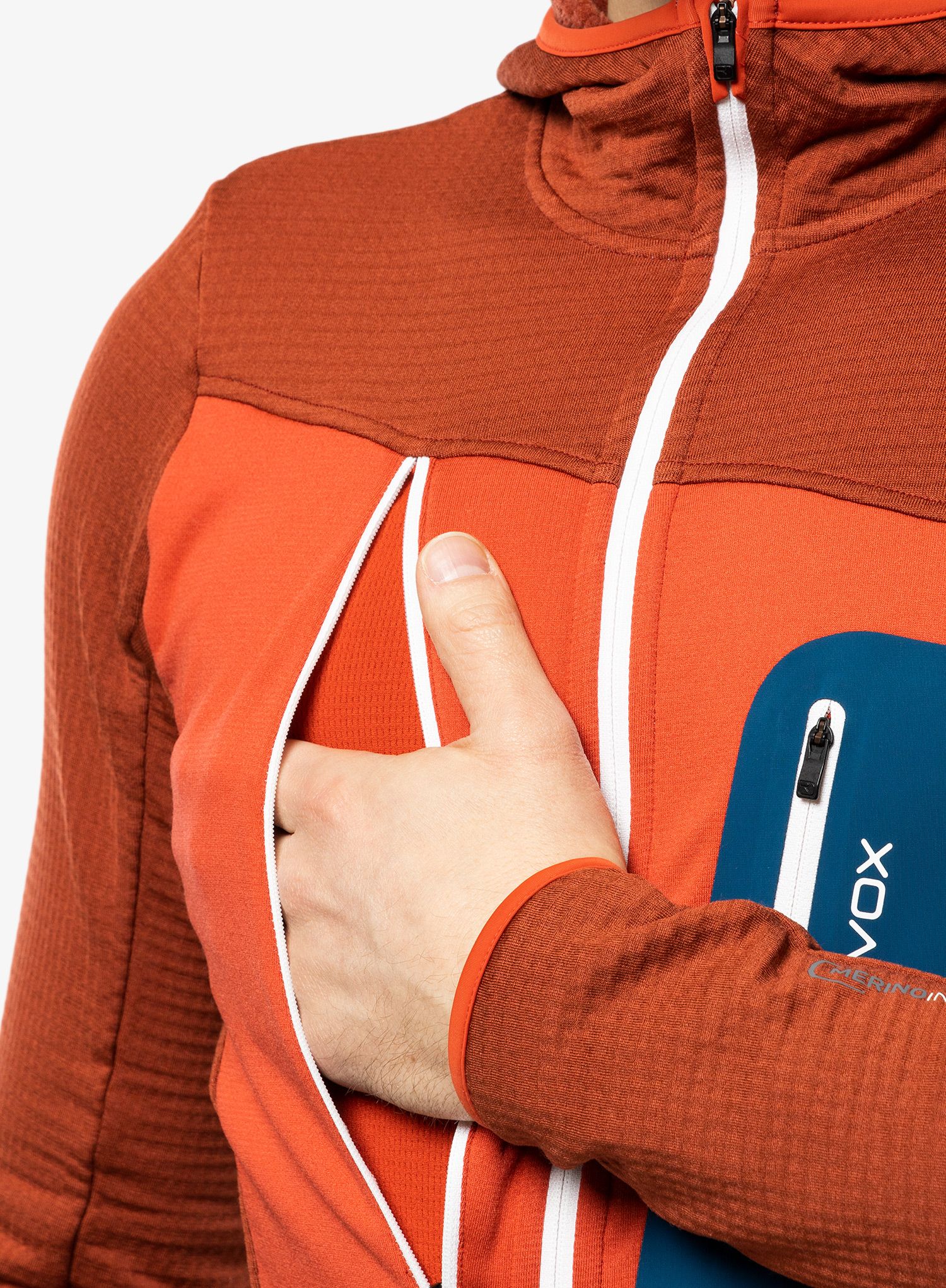 Moška jopica Ortovox Fleece Grid Hoody - clay orange