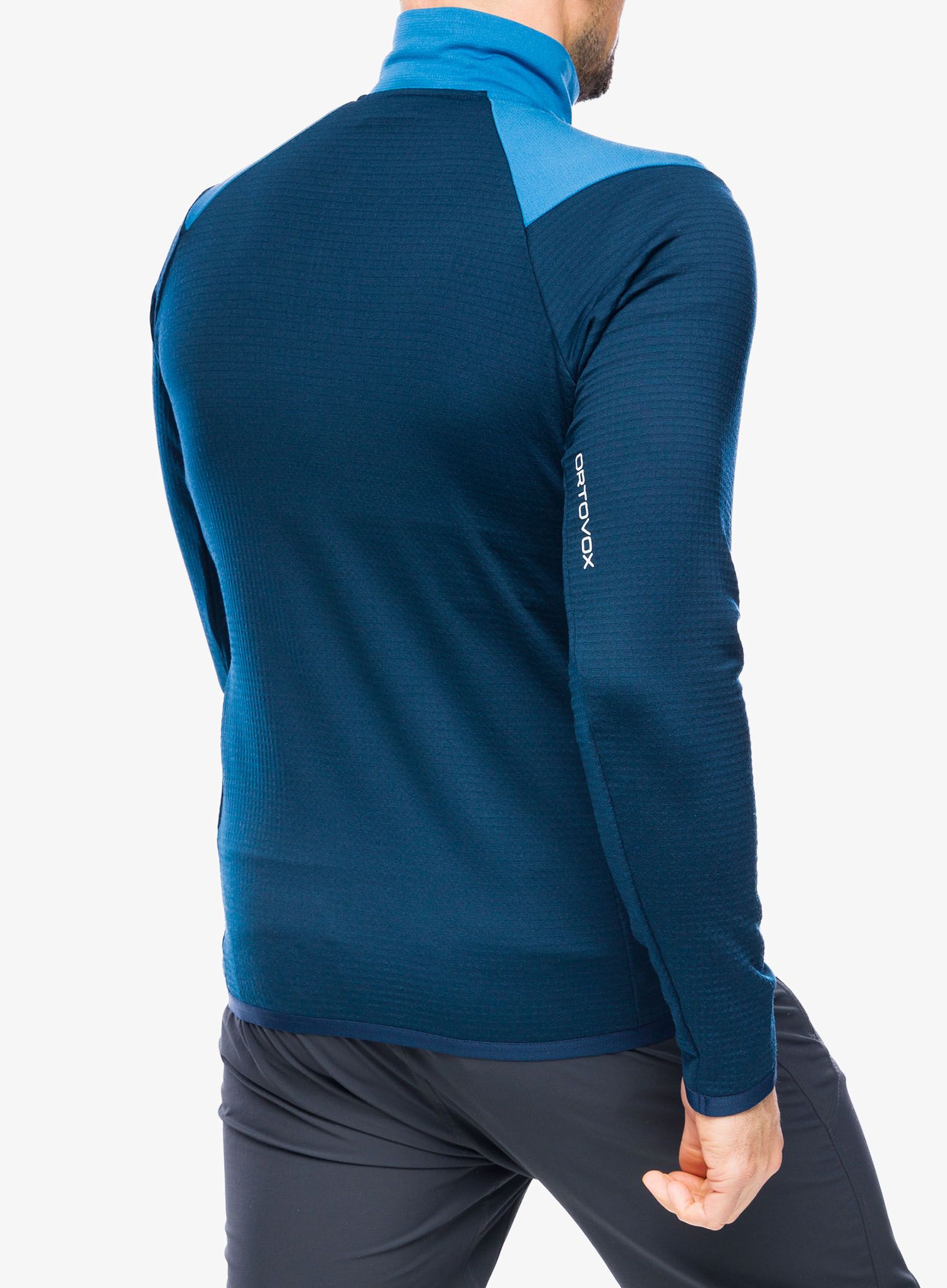 Jopica z zadrgo Ortovox Fleece Grid Jacket - mountain blue