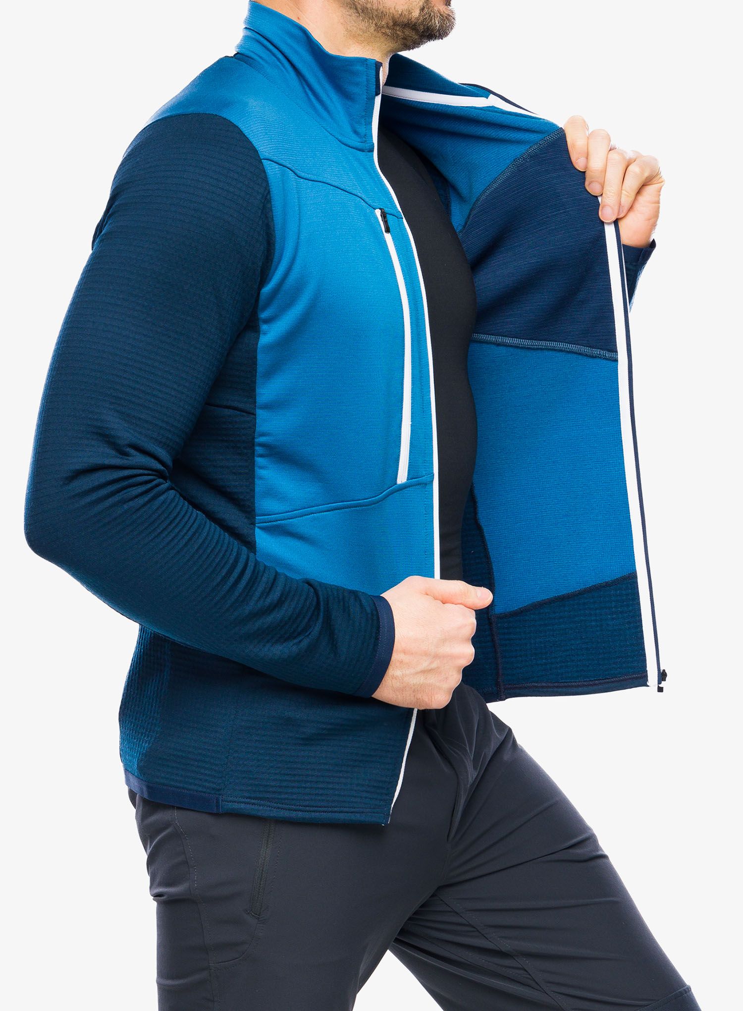 Jopica z zadrgo Ortovox Fleece Grid Jacket - mountain blue