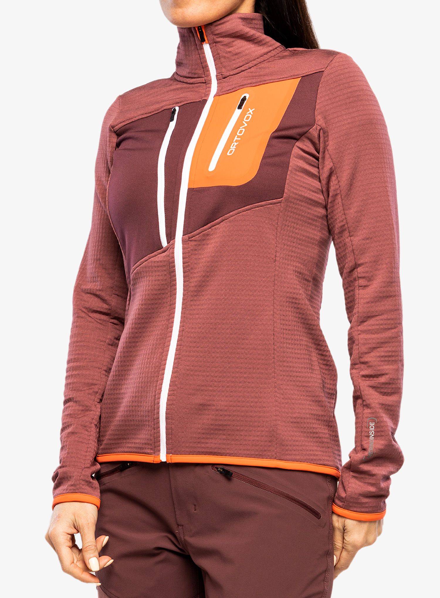 Ženska jopica z zadrgo Ortovox Fleece Grid Jacket - mountain rose