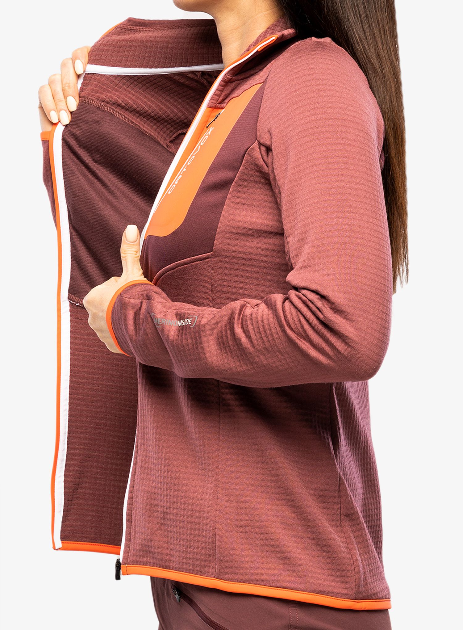 Ženska jopica z zadrgo Ortovox Fleece Grid Jacket - mountain rose