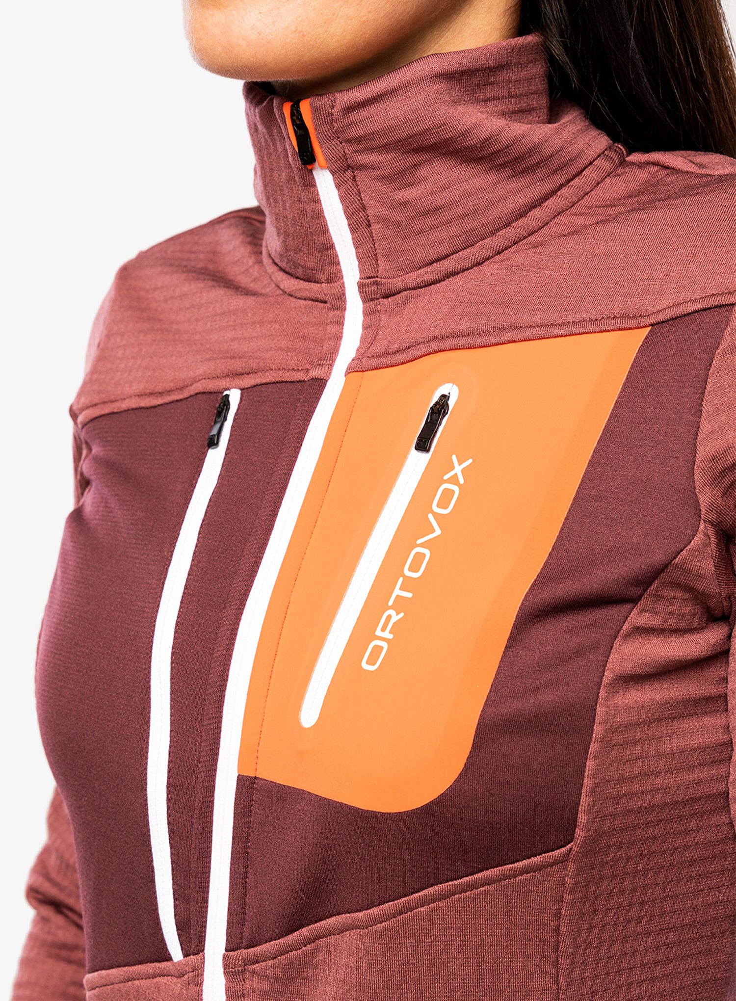 Ženska jopica z zadrgo Ortovox Fleece Grid Jacket - mountain rose
