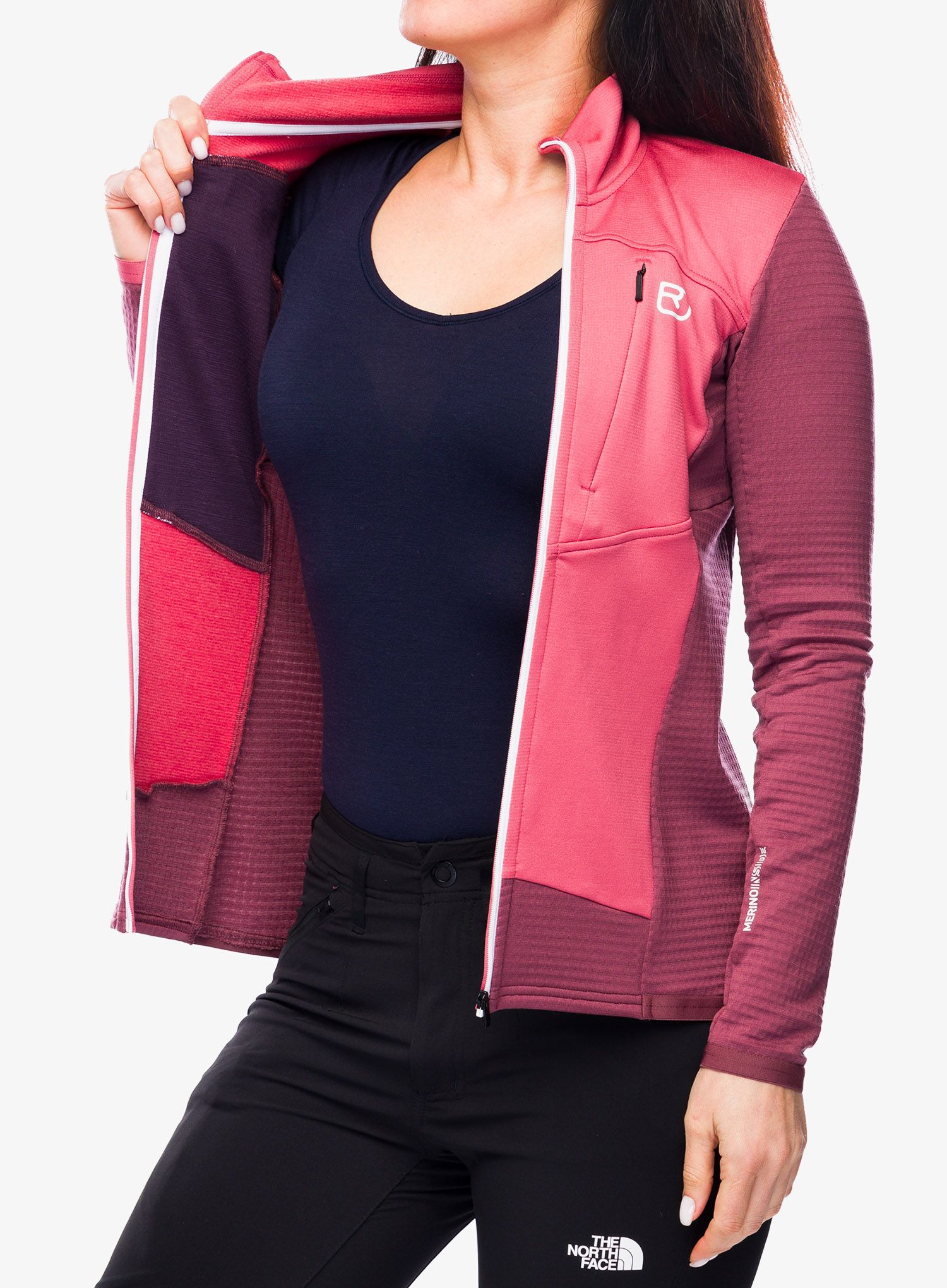 Ženska jopica z zadrgo Ortovox Fleece Grid Jacket - mountain rose/rose