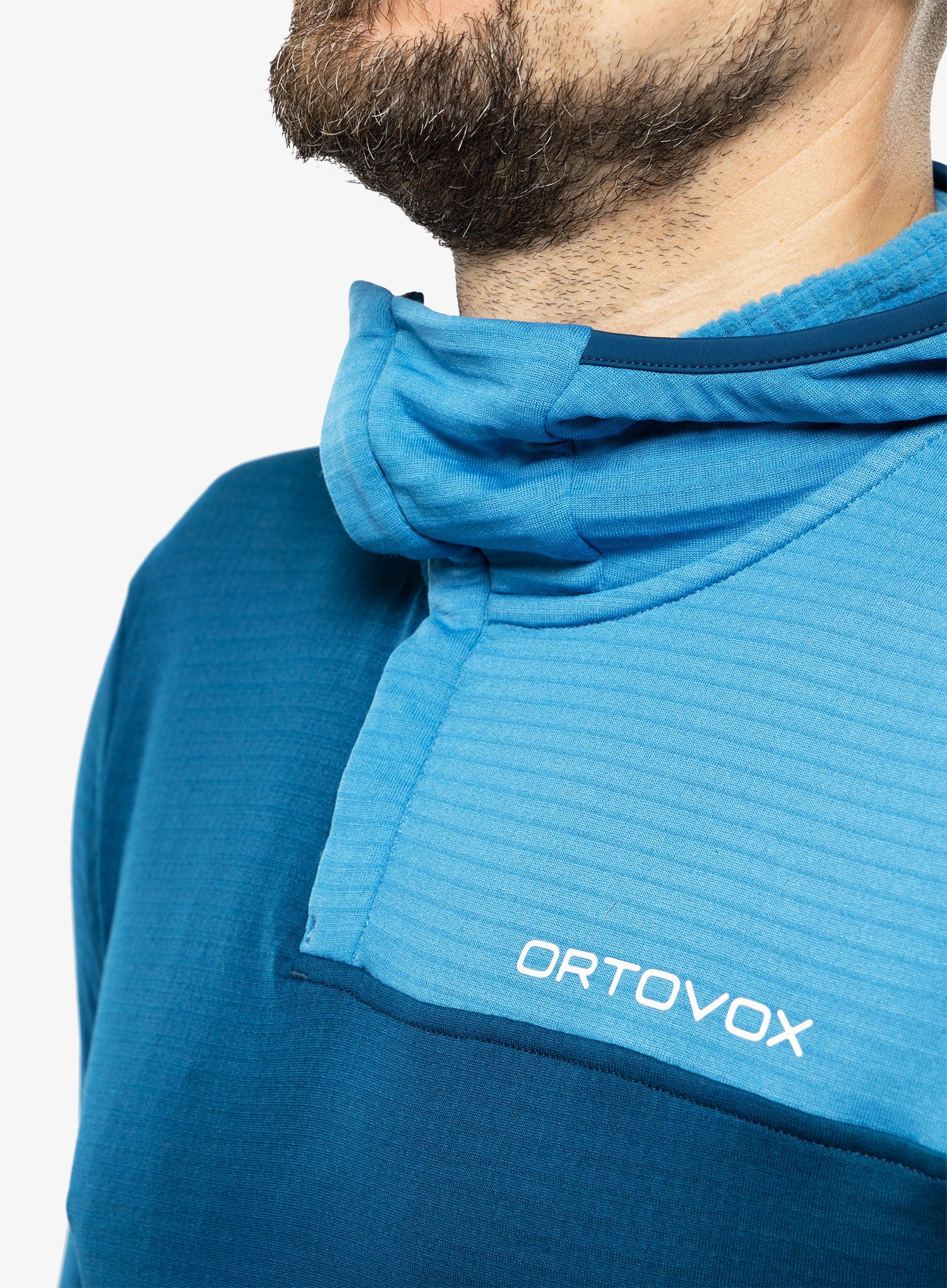 Moška jopica Ortovox Fleece Light Grid SN Hoody  - petrol blue/blue