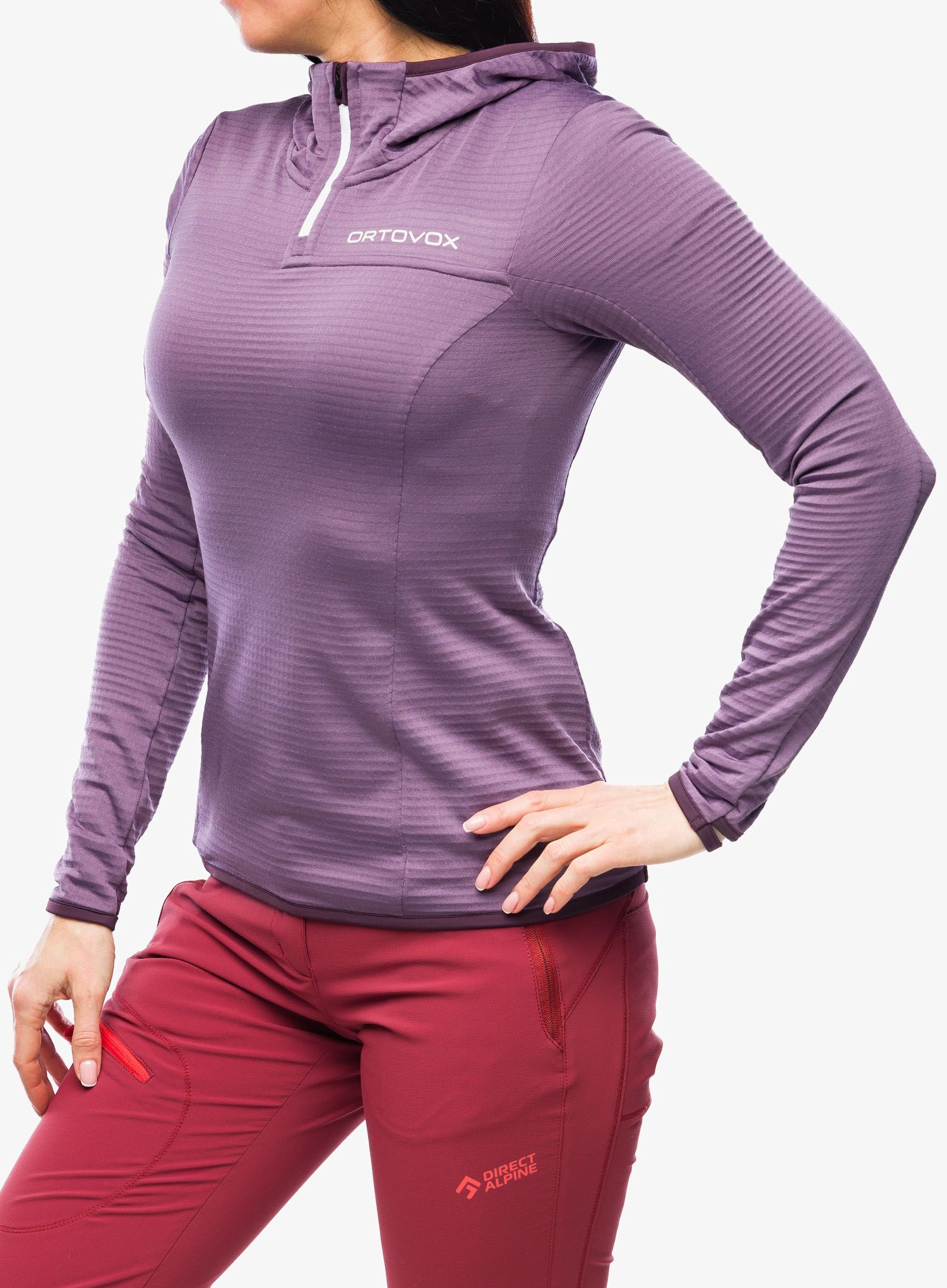 Ženska jopa s kapuco Ortovox Fleece Light Grid ZN Hoody - wild berry