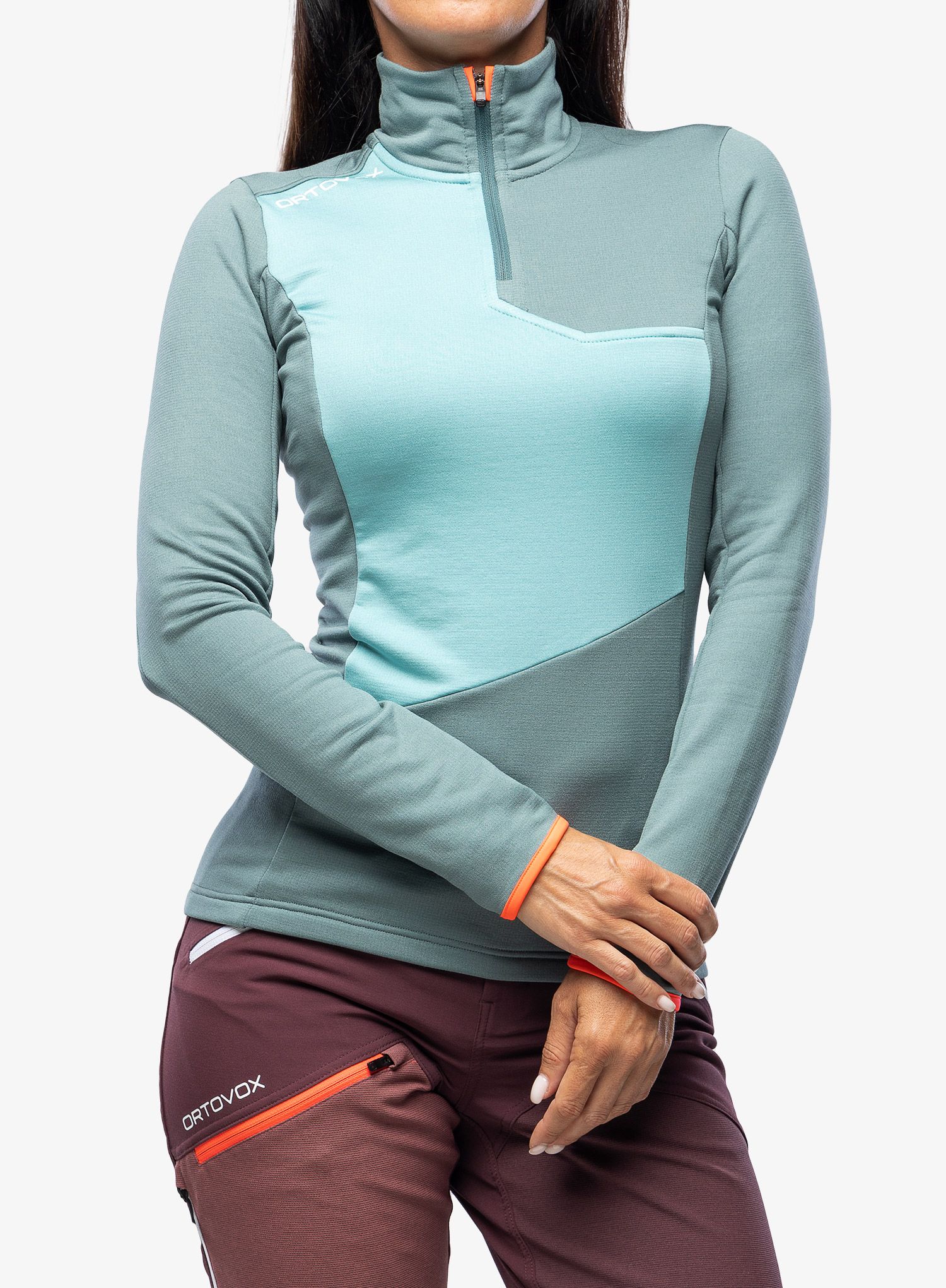 Ženska termo flis jopa Ortovox Fleece Light Zip Neck - arctic grey