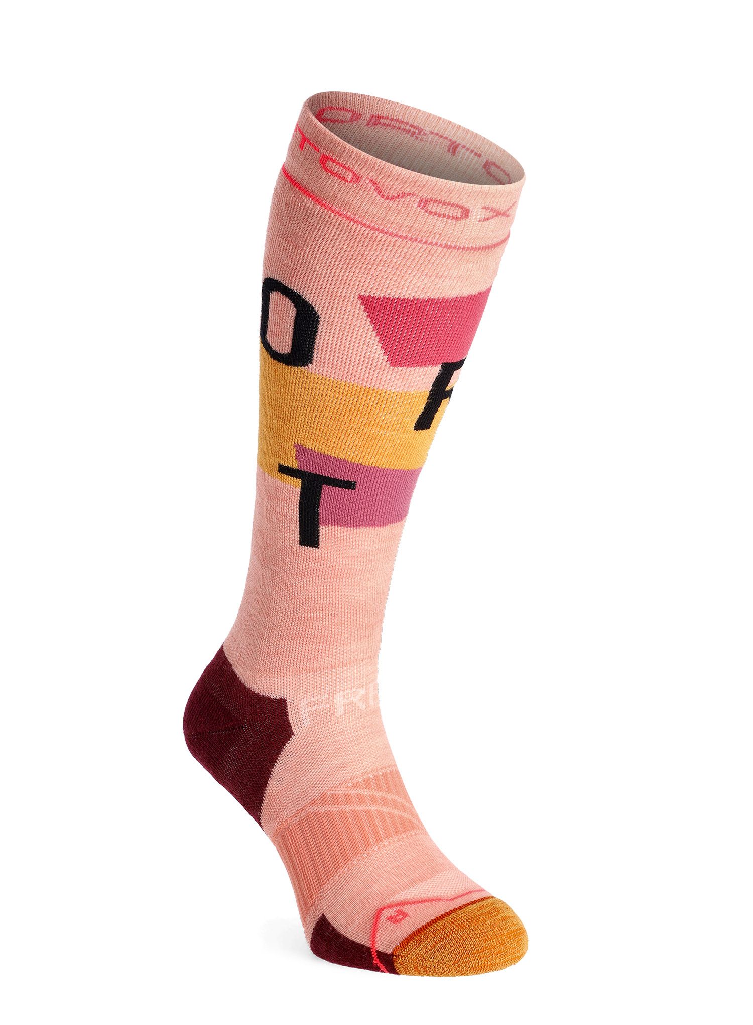 Ženske smučarske nogavice Ortovox Freeride Long Socks Cozy - bloom