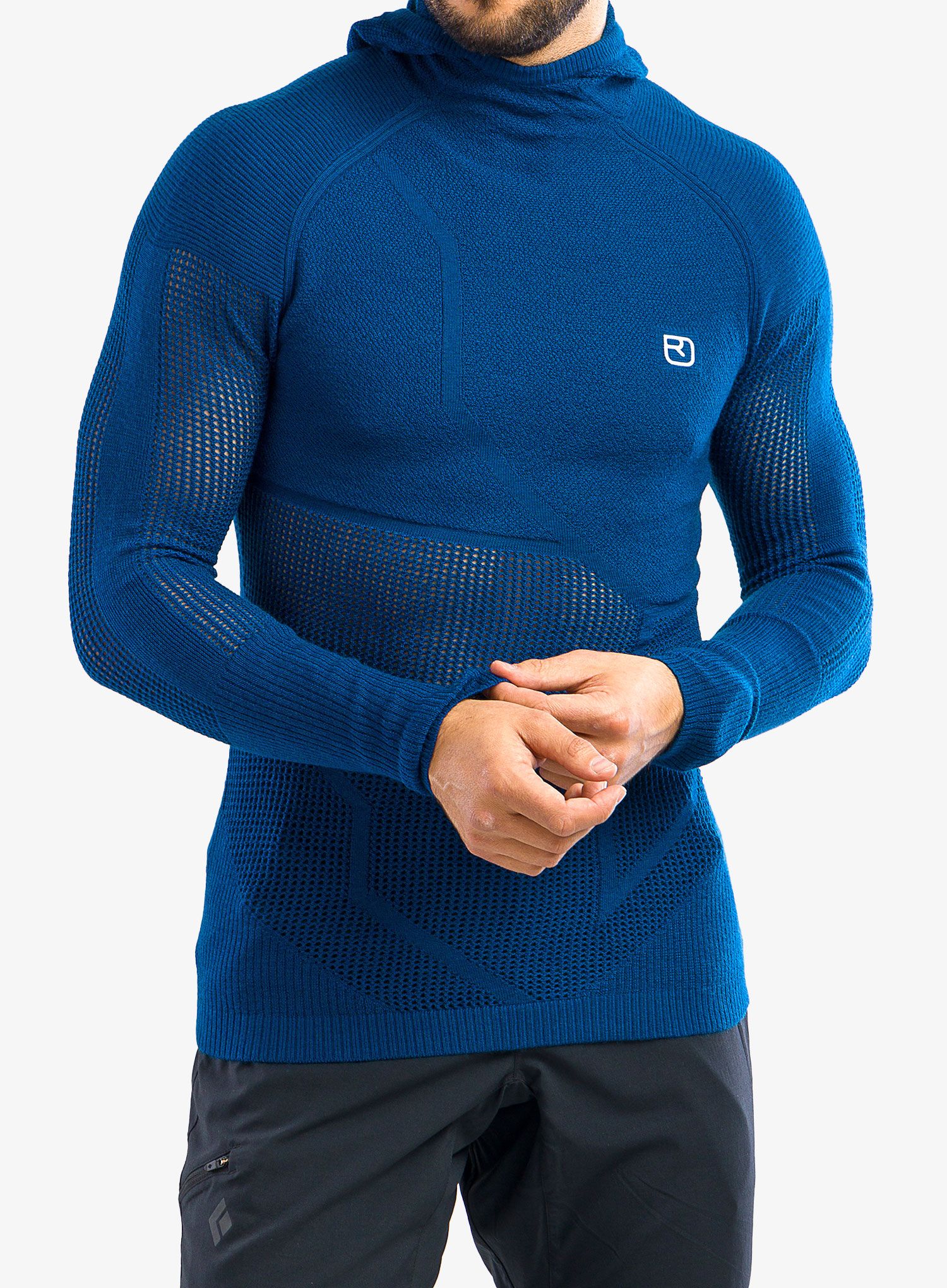 Termo flis jopa Ortovox Merino Thermovent Hoody - petrol blue