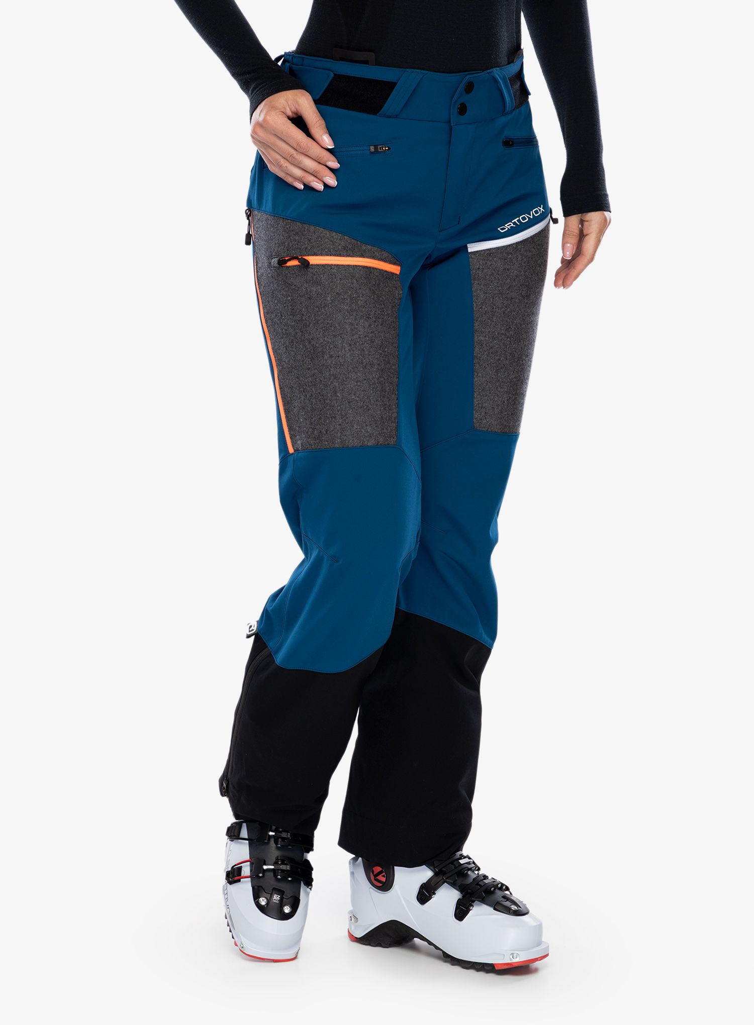 Ženske hlače za turno smučanje Ortovox Pordoi Pants - petrol blue