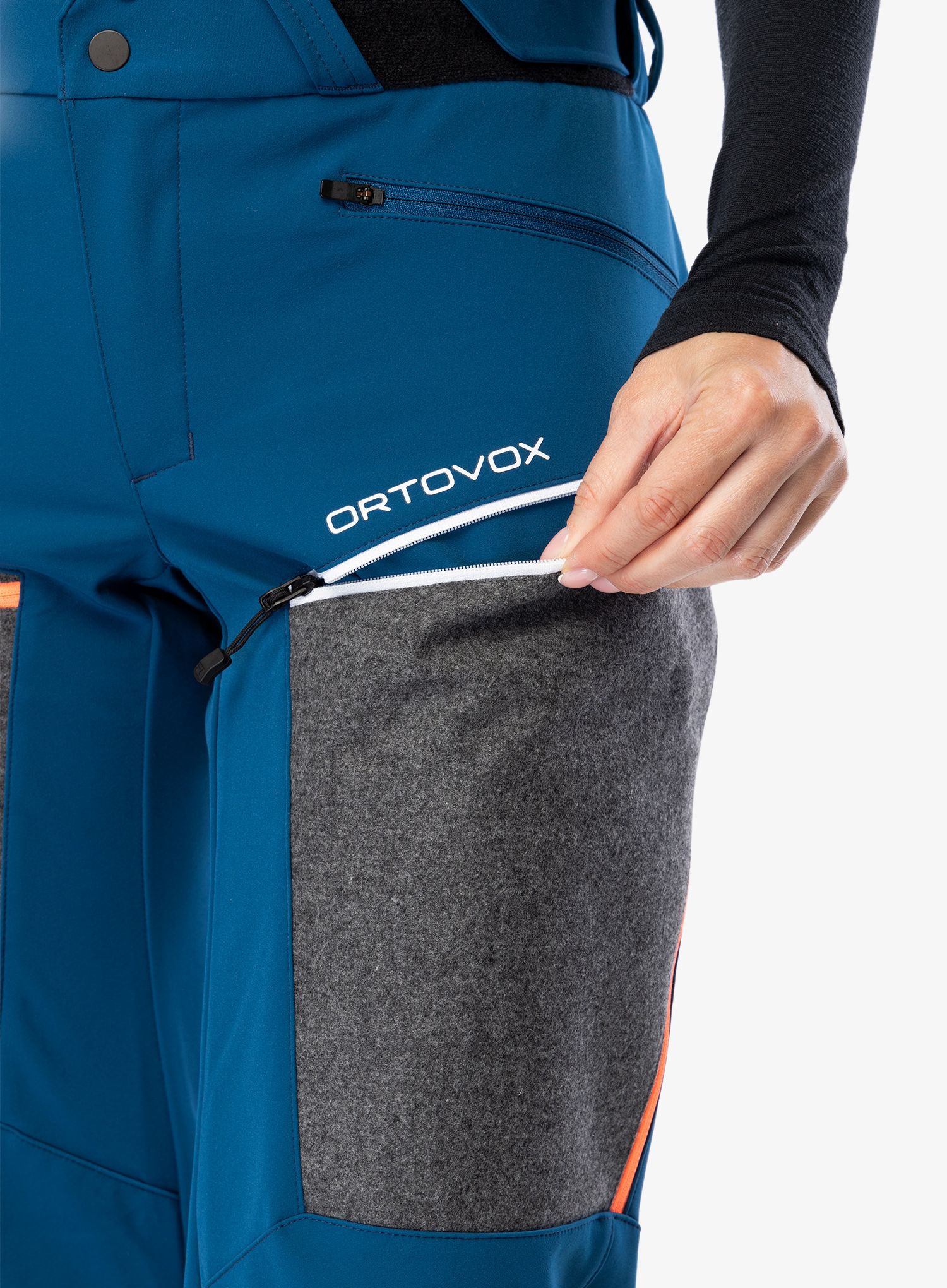 Ženske hlače za turno smučanje Ortovox Pordoi Pants - petrol blue