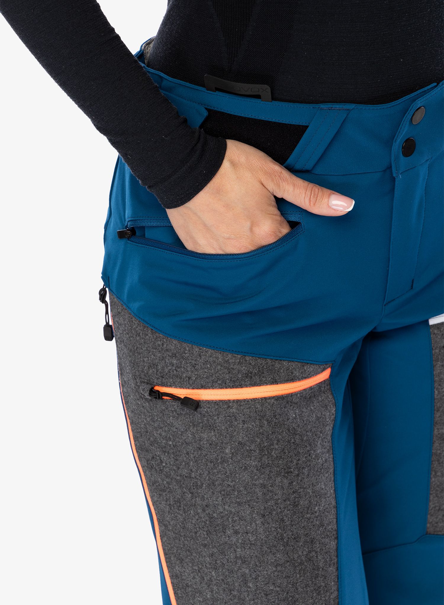 Ženske hlače za turno smučanje Ortovox Pordoi Pants - petrol blue