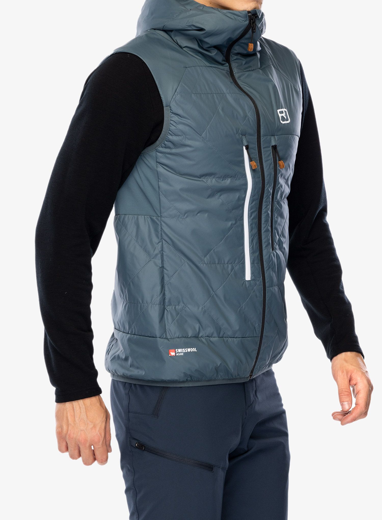 Podložen brezrokavnik Ortovox Swisswool Piz Boe Vest - dark arctic grey