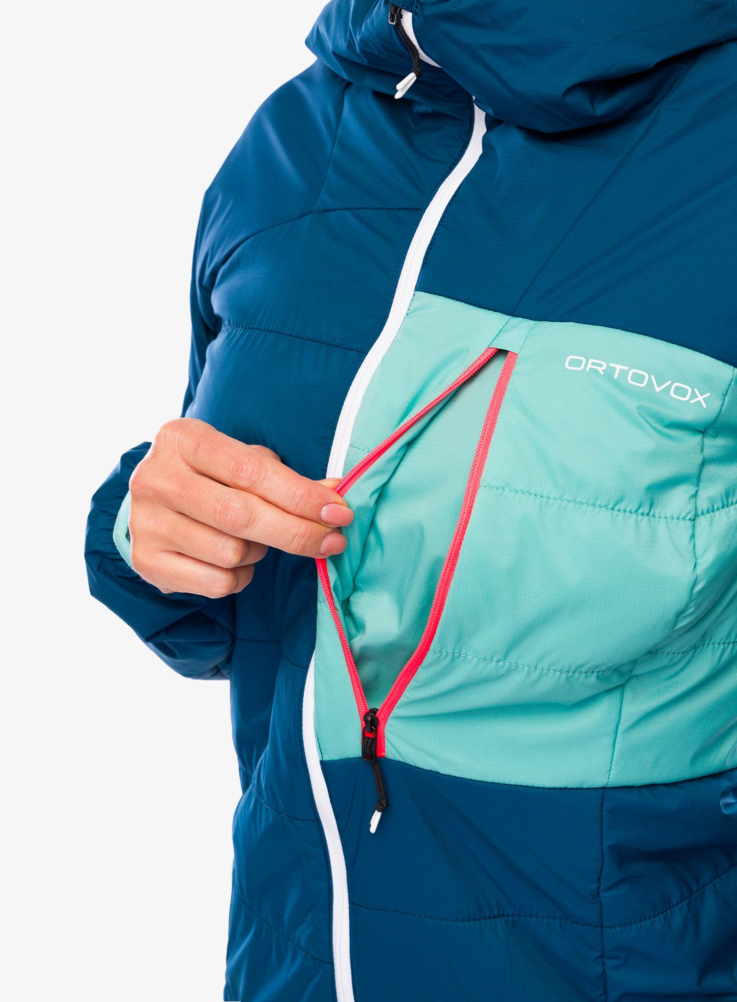 Ženska sintetična jakna Ortovox Swisswool Piz Duan Jacket - petrol blue