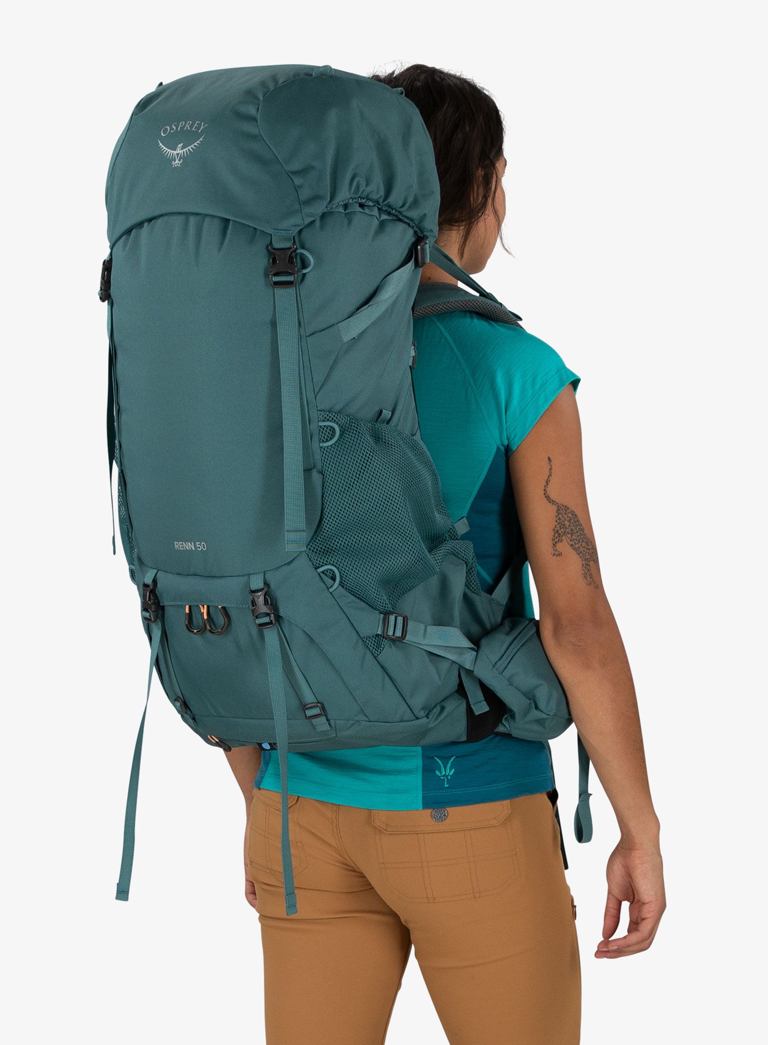 Ženski pohodniški nahrbtnik Osprey Renn 50 - cascade blue/melon orange