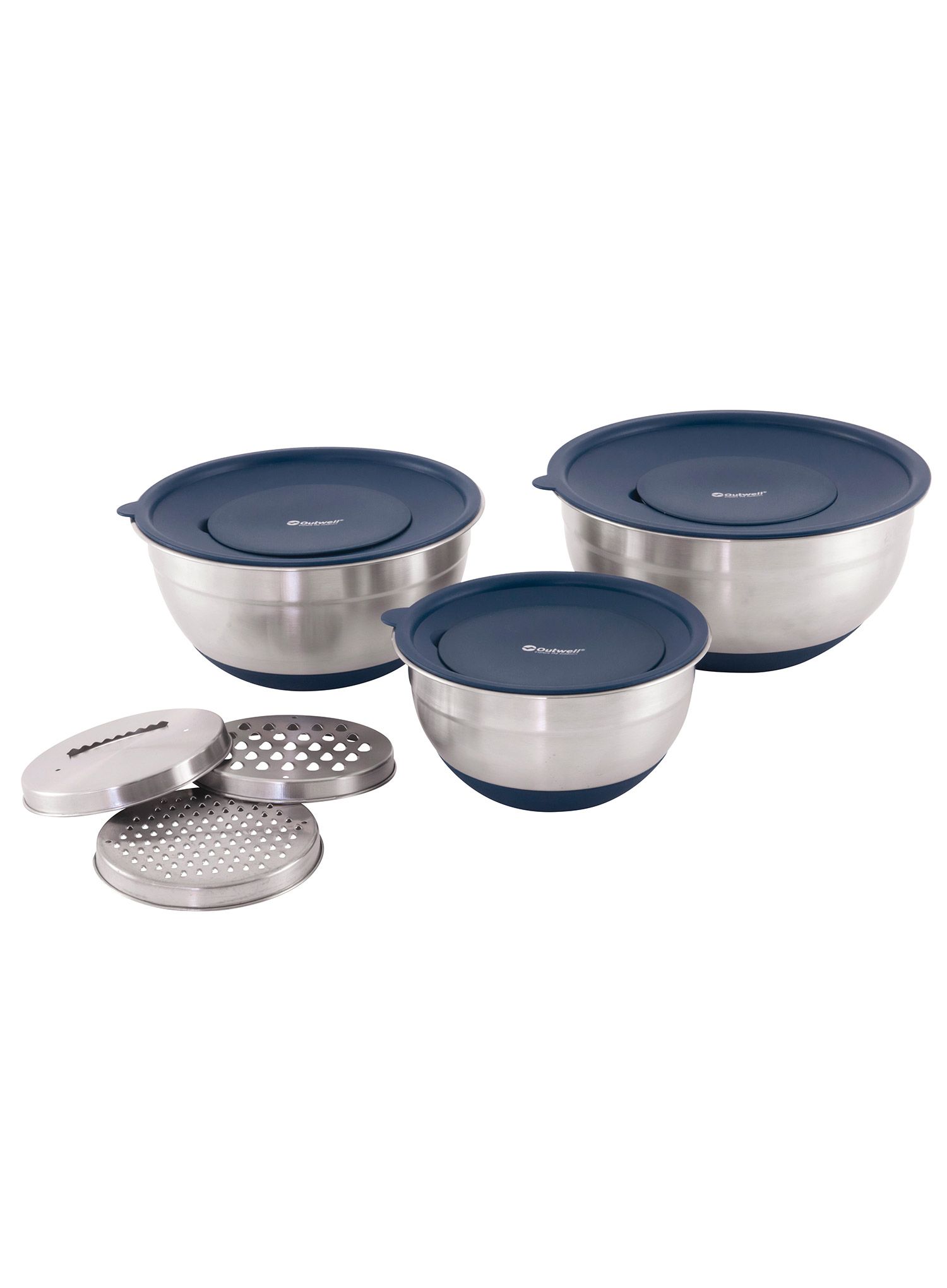Komplet posode Outwell Chef Bowl Set with Lids & Graters - silver