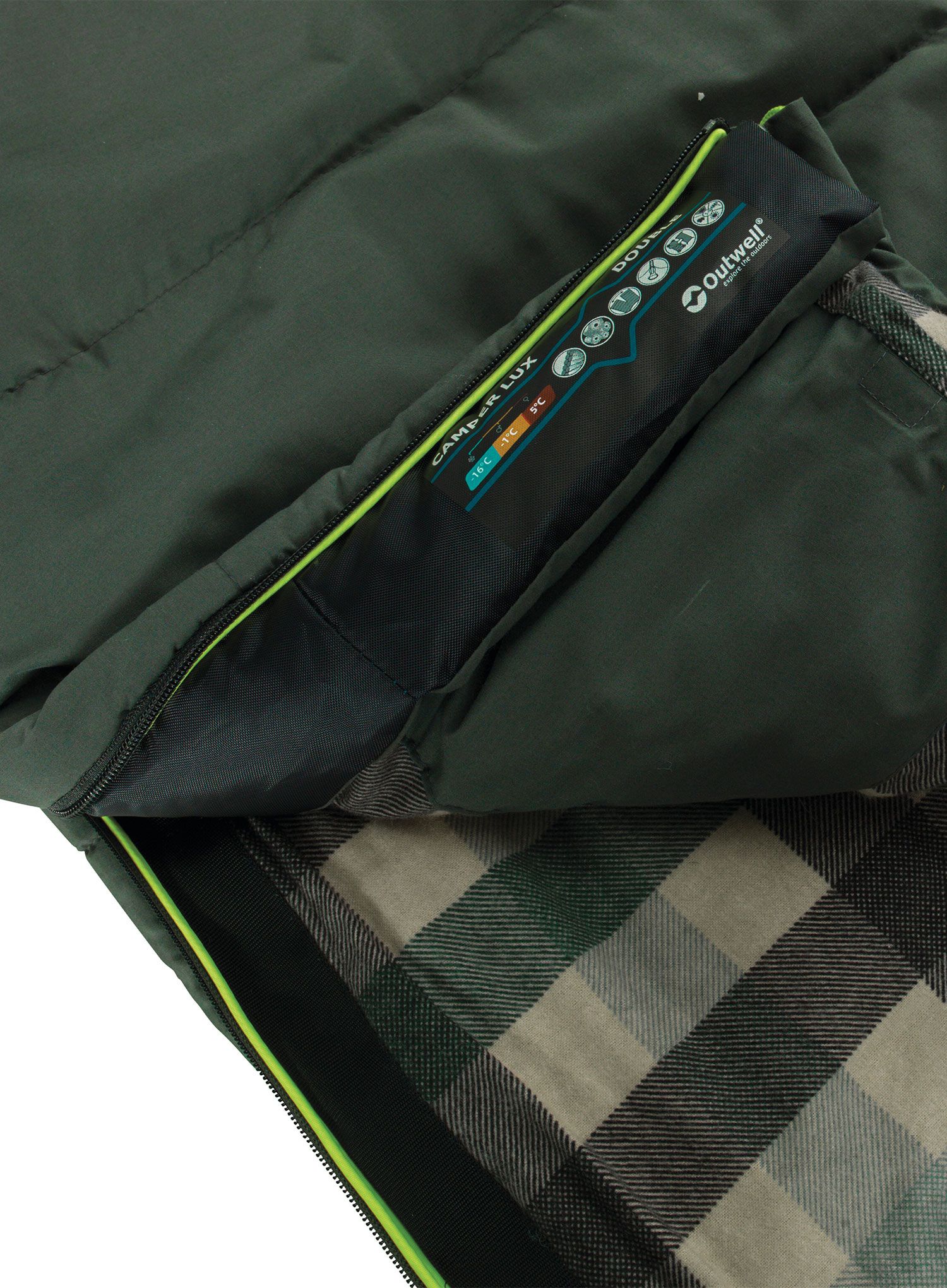 Dvojna spalna vreča Outwell Camper Lux Double (200 cm) - green