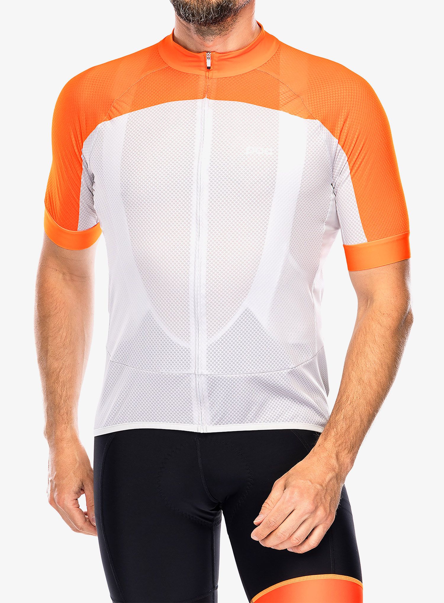 Kolesarska majica POC Essential Road Logo Jersey - zink orange/granite grey