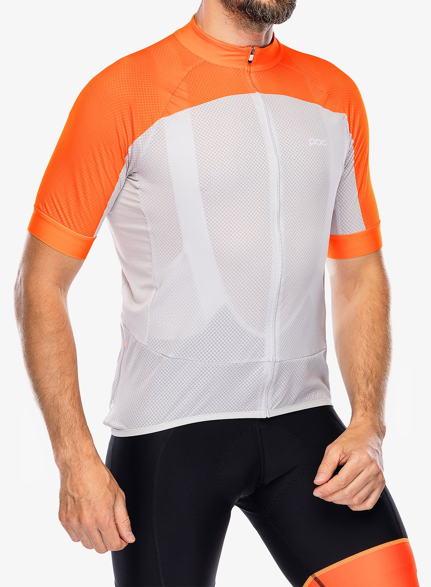 Kolesarska majica POC Essential Road Logo Jersey - zink orange/granite grey