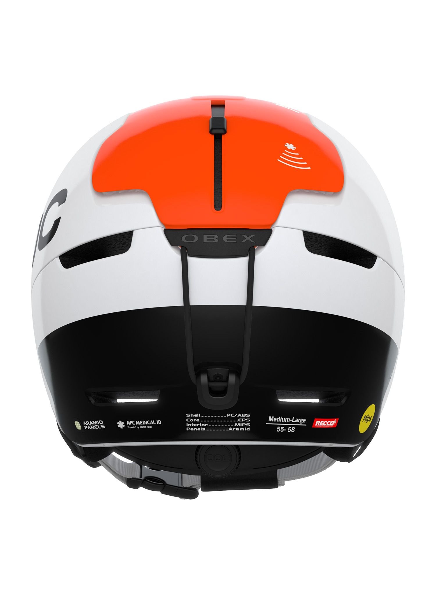 Smučarska čelada POC Obex BC MIPS - hydro white/fluorescent orange