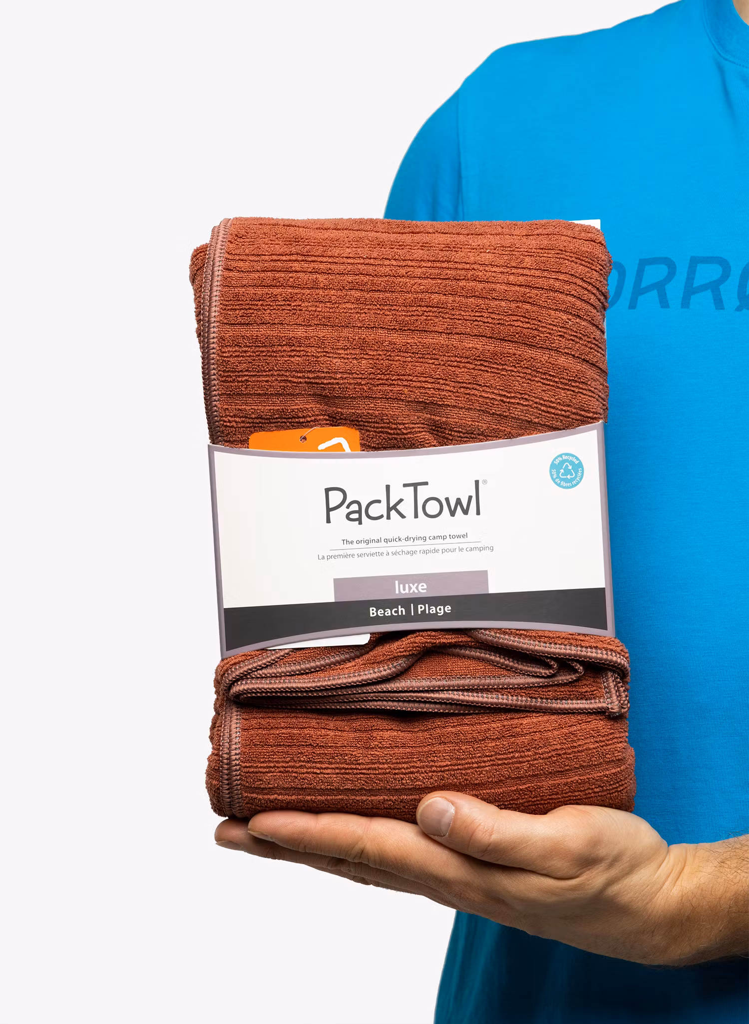 Hitrosušeča brisača PackTowl Luxe Beach - terracotta