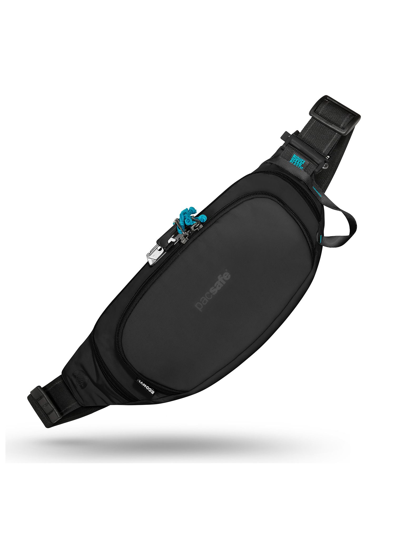 Torbica za okoli pasu Pacsafe Eco Waist Pack - econyl black