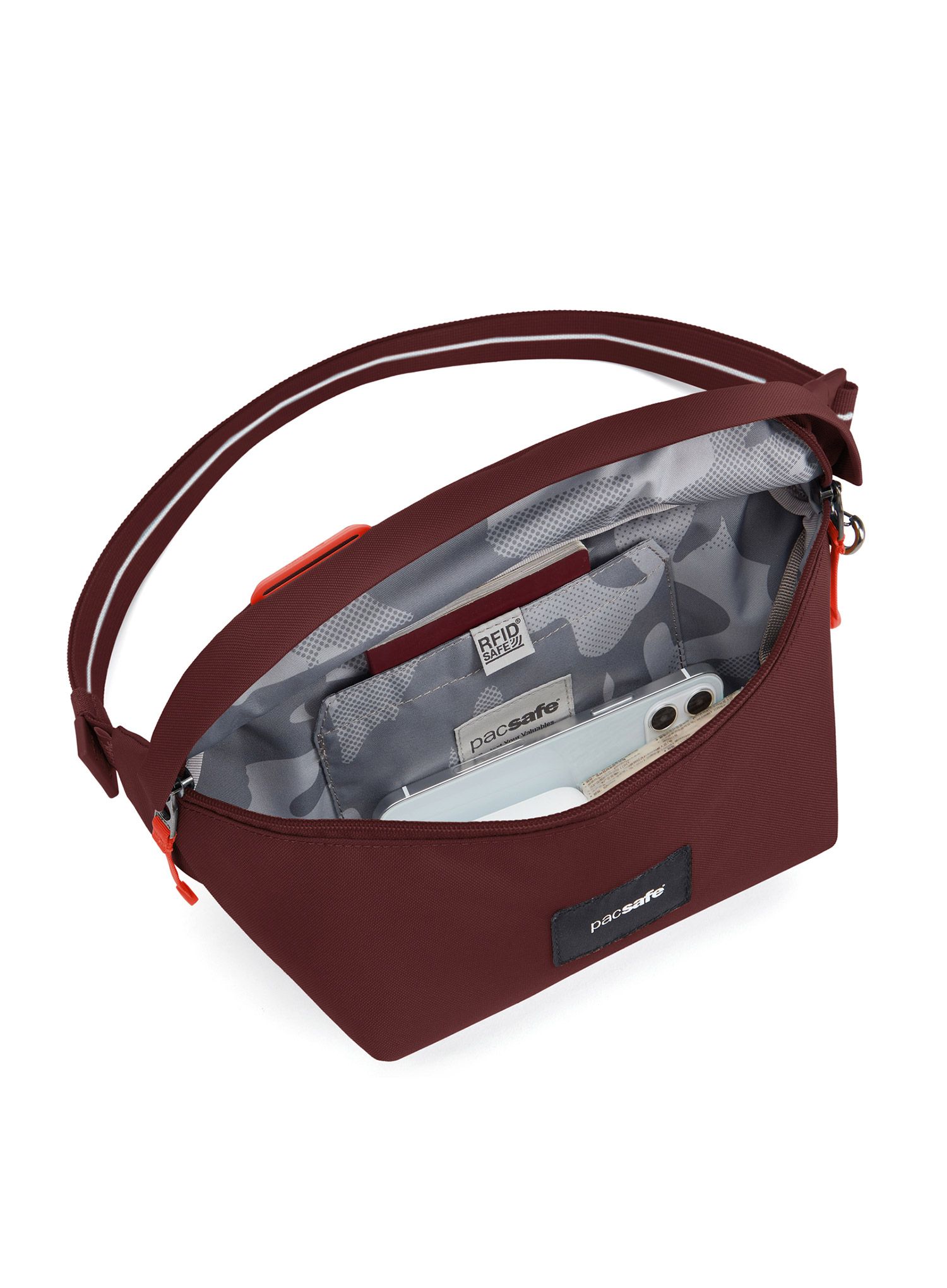 Torbica za okoli pasu Pacsafe Go Sling Pack - garnet red