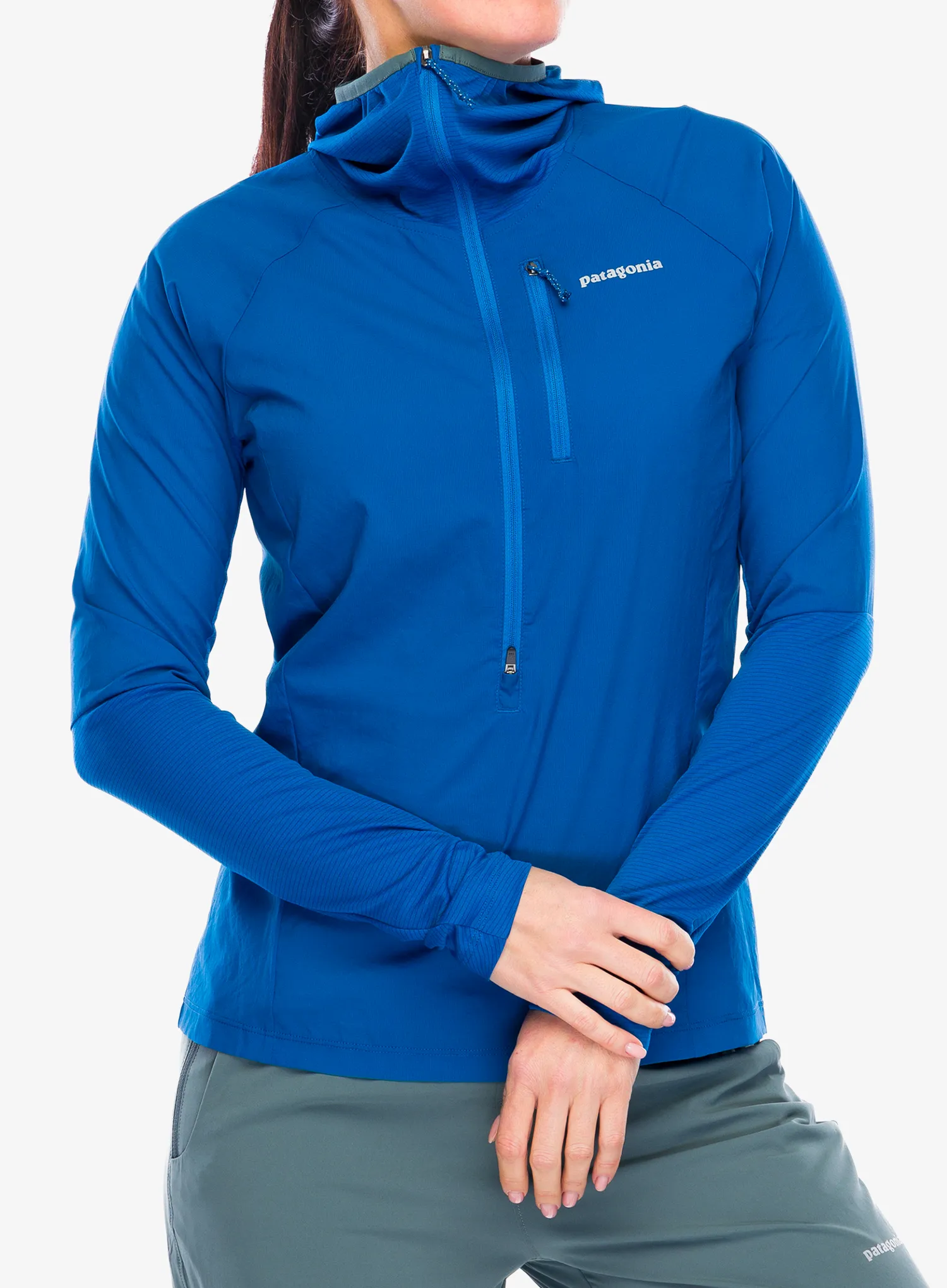 Ženska jakna za tek Patagonia Airshed Pro Pullover - endles blue