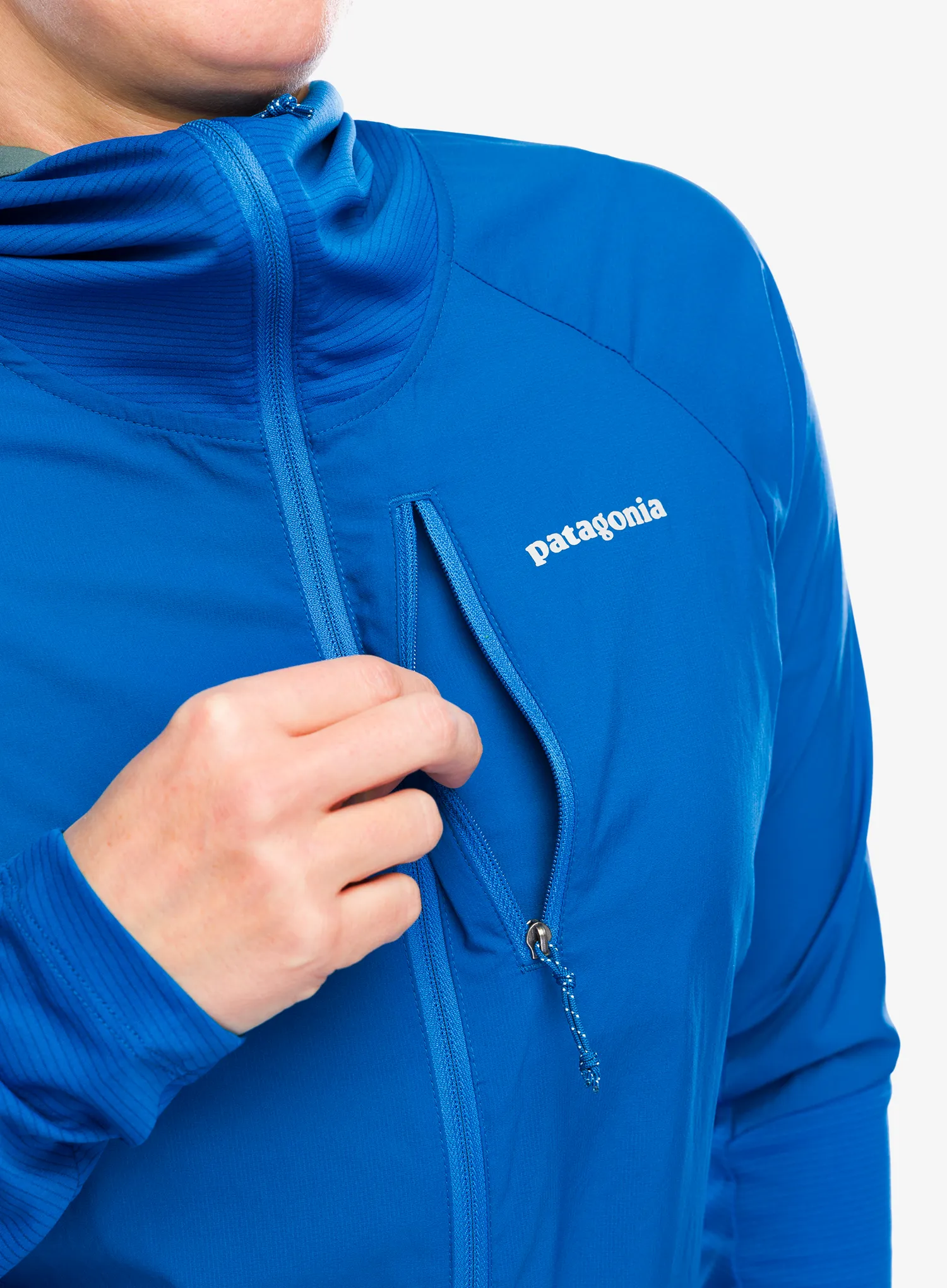 Ženska jakna za tek Patagonia Airshed Pro Pullover - endles blue