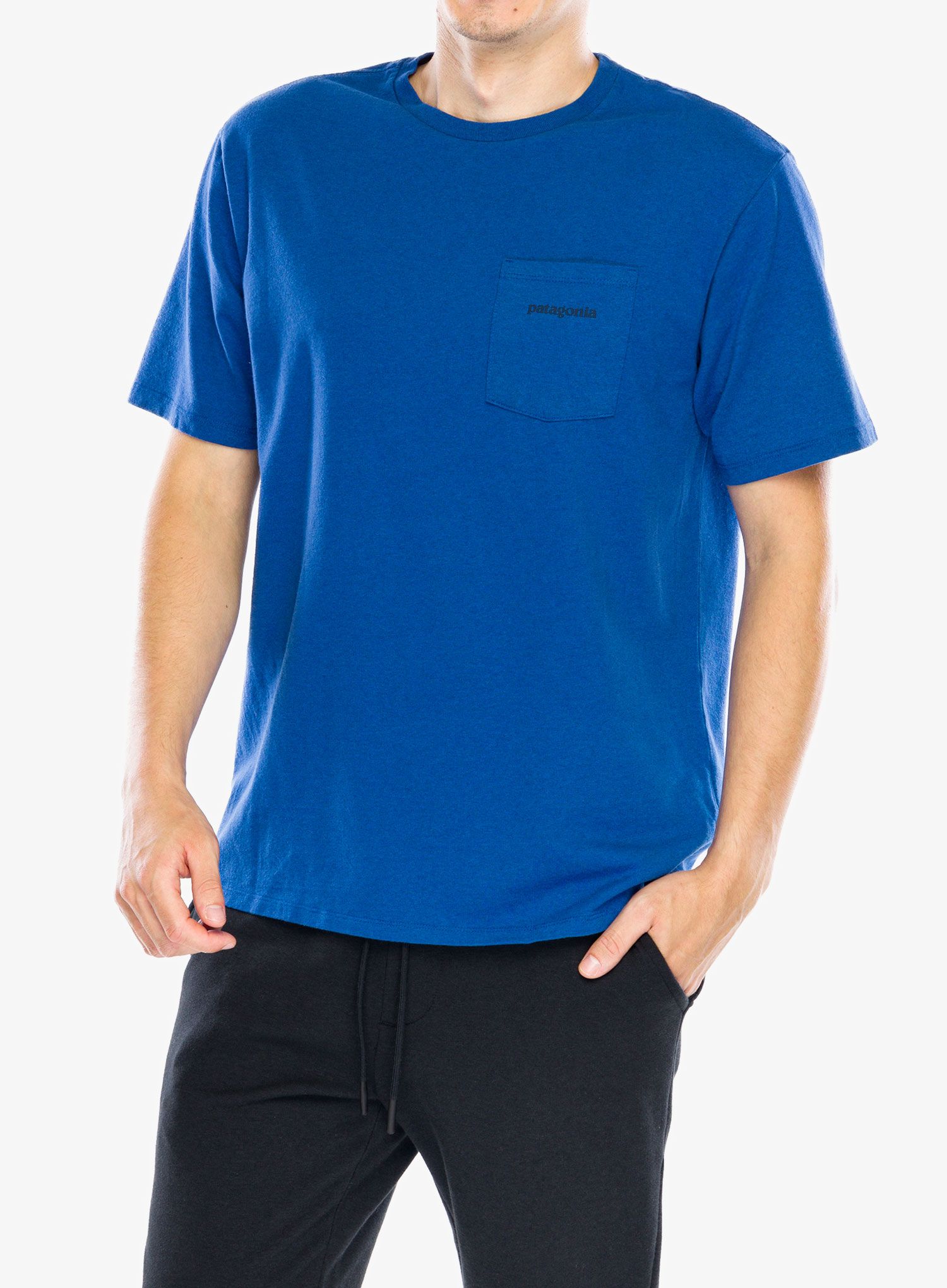 Majica s potiskom Patagonia Boardshort Logo Pocket Responsibili-Tee - endles blue