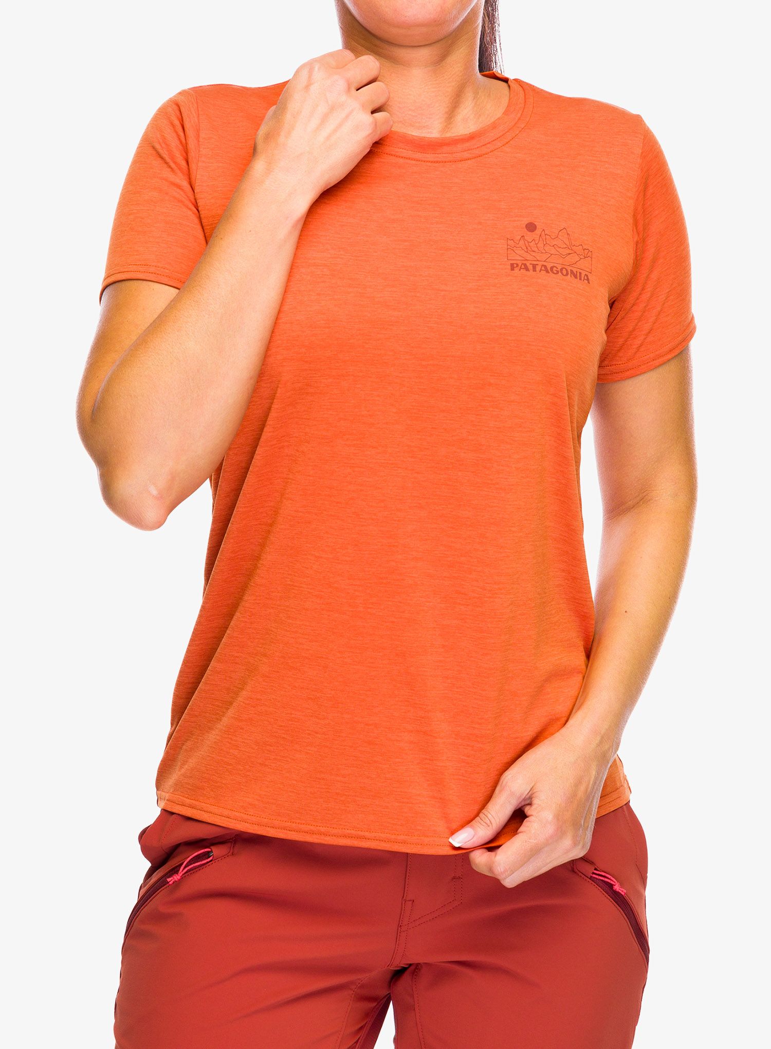 Ženska majica Patagonia Cap Cool Daily Graphic Shirt Lands - trailways redtail rust x-dye