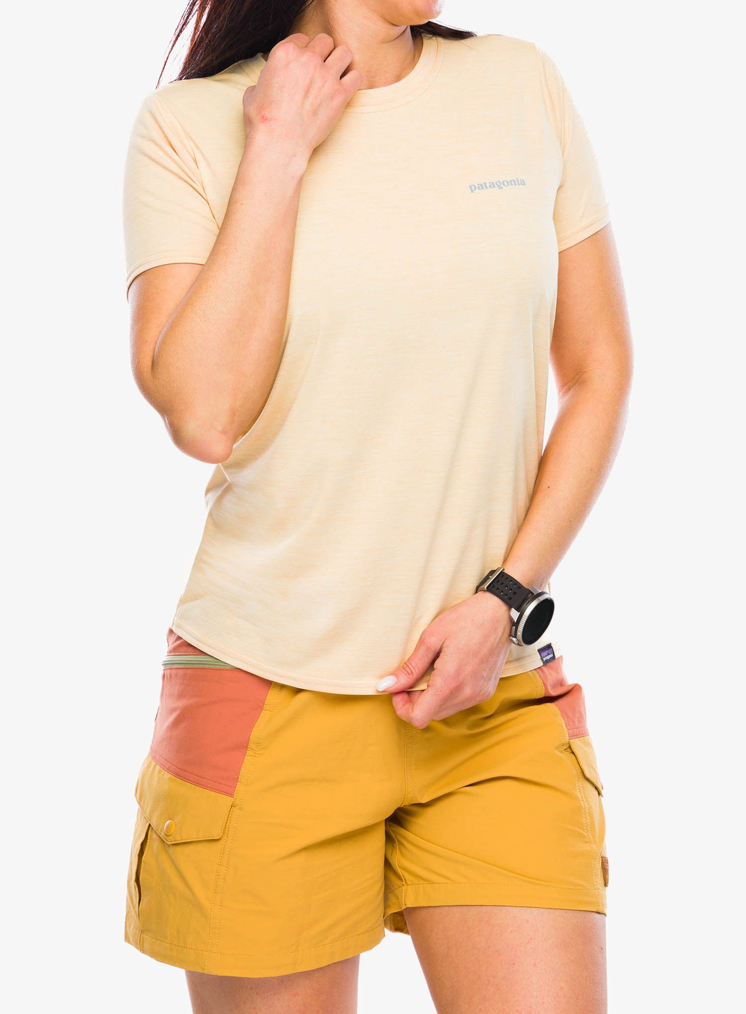 Ženska športna majica Patagonia Cap Cool Daily Graphic Shirt Waters - boardshort/melon