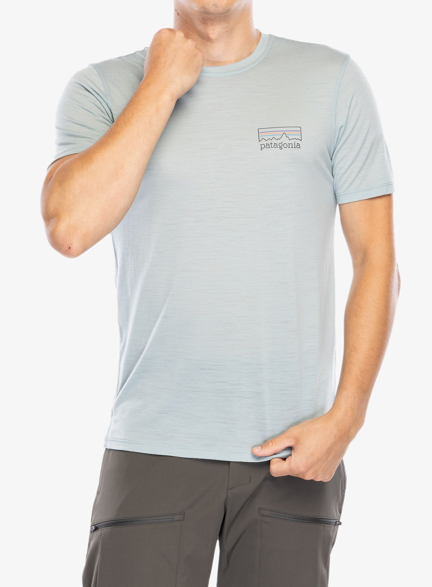 Merino majica Patagonia Cap Cool Merino Graphic Shirt - fitz roy strata thermal blue