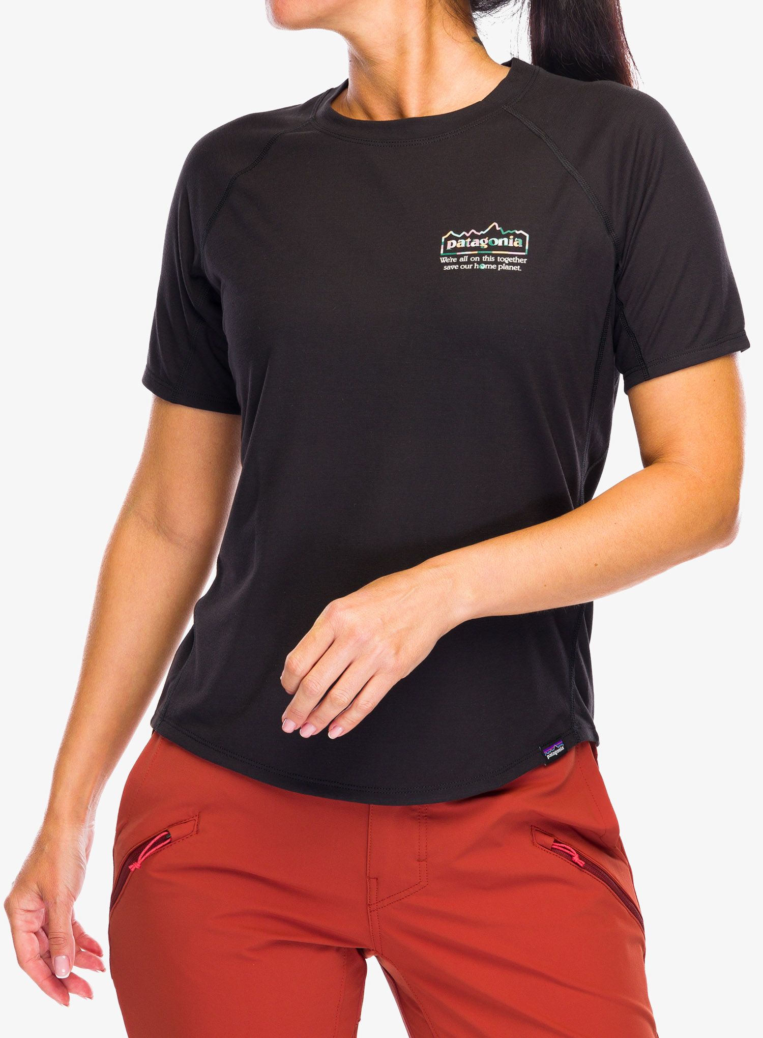 Ženska športna majica Patagonia Cap Cool Trail Graphic Shirt - unity fitz black