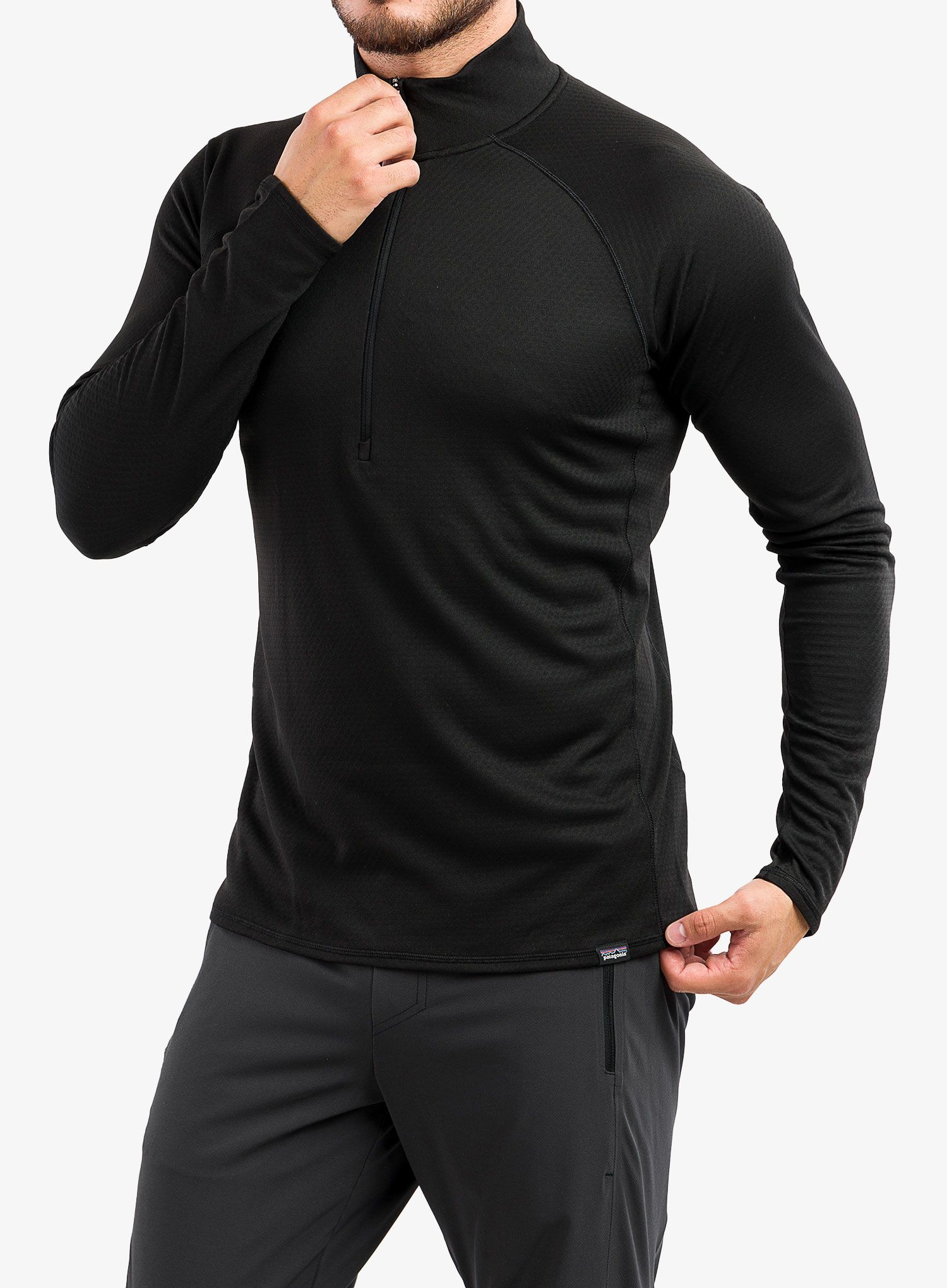 Termo flis jopa Patagonia Capilene MW Zip-Neck - black