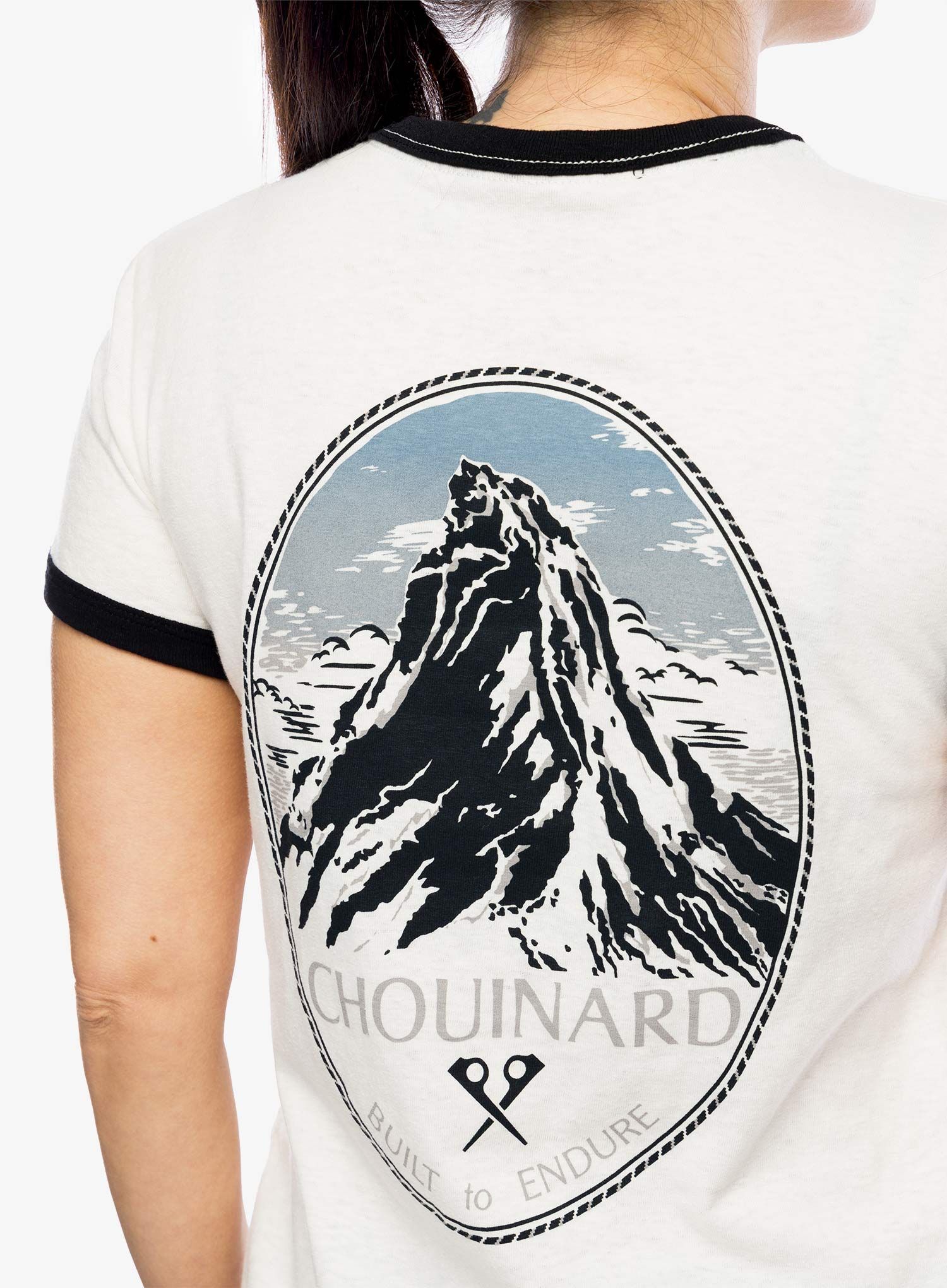Ženska bombažna majica Patagonia Chouinard Crest Ringer Responsibili-Tee - birch white